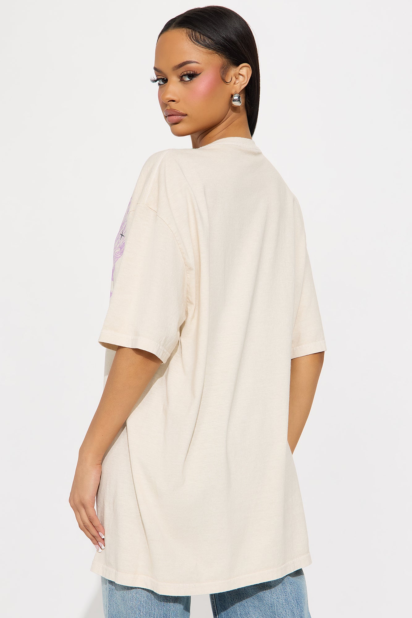 Angel Luck 777 Washed Oversized Tee - Natural - Image 4