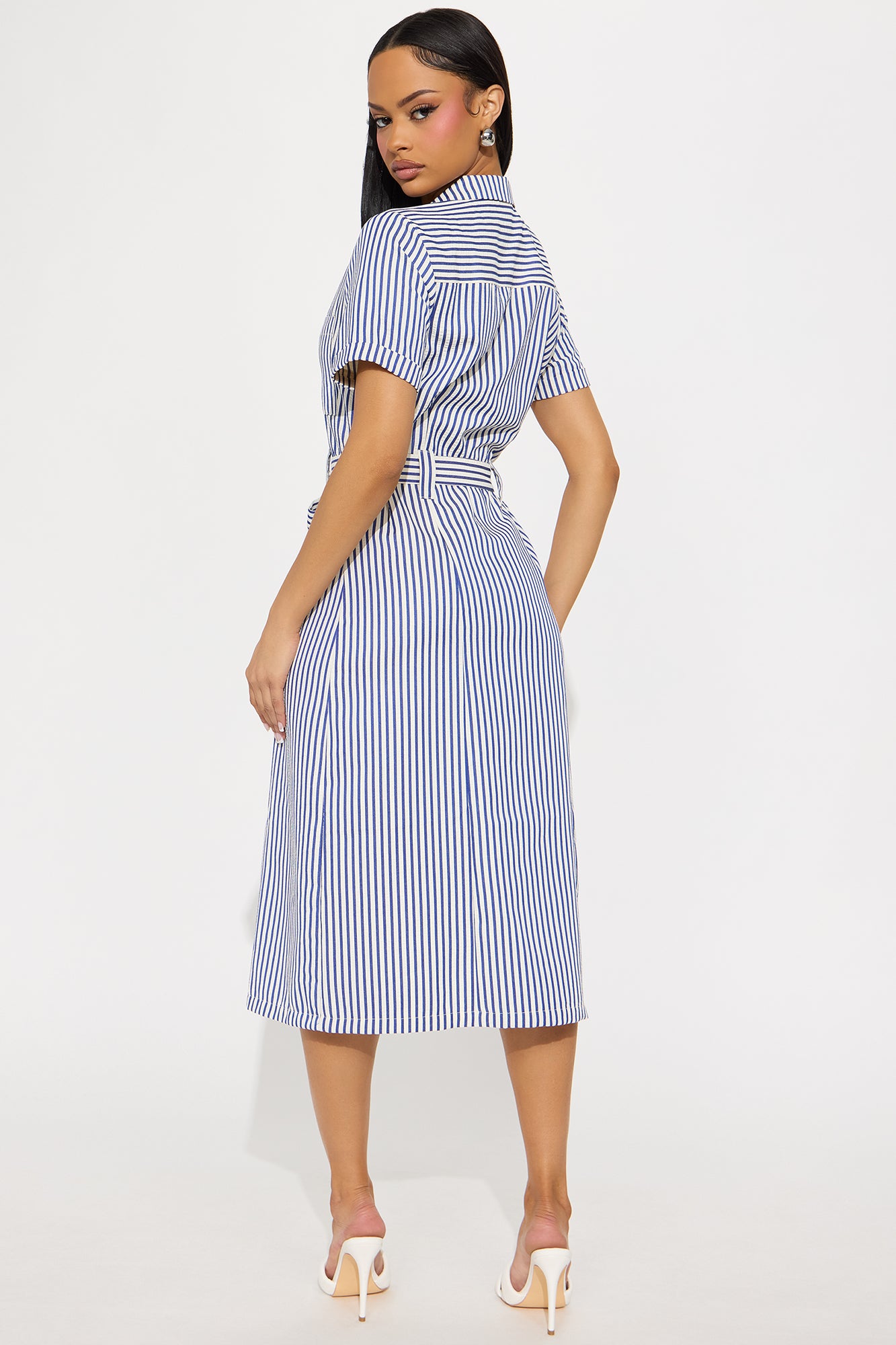 Beach House Getaway Striped Midi Dress - Blue/combo - Image 3