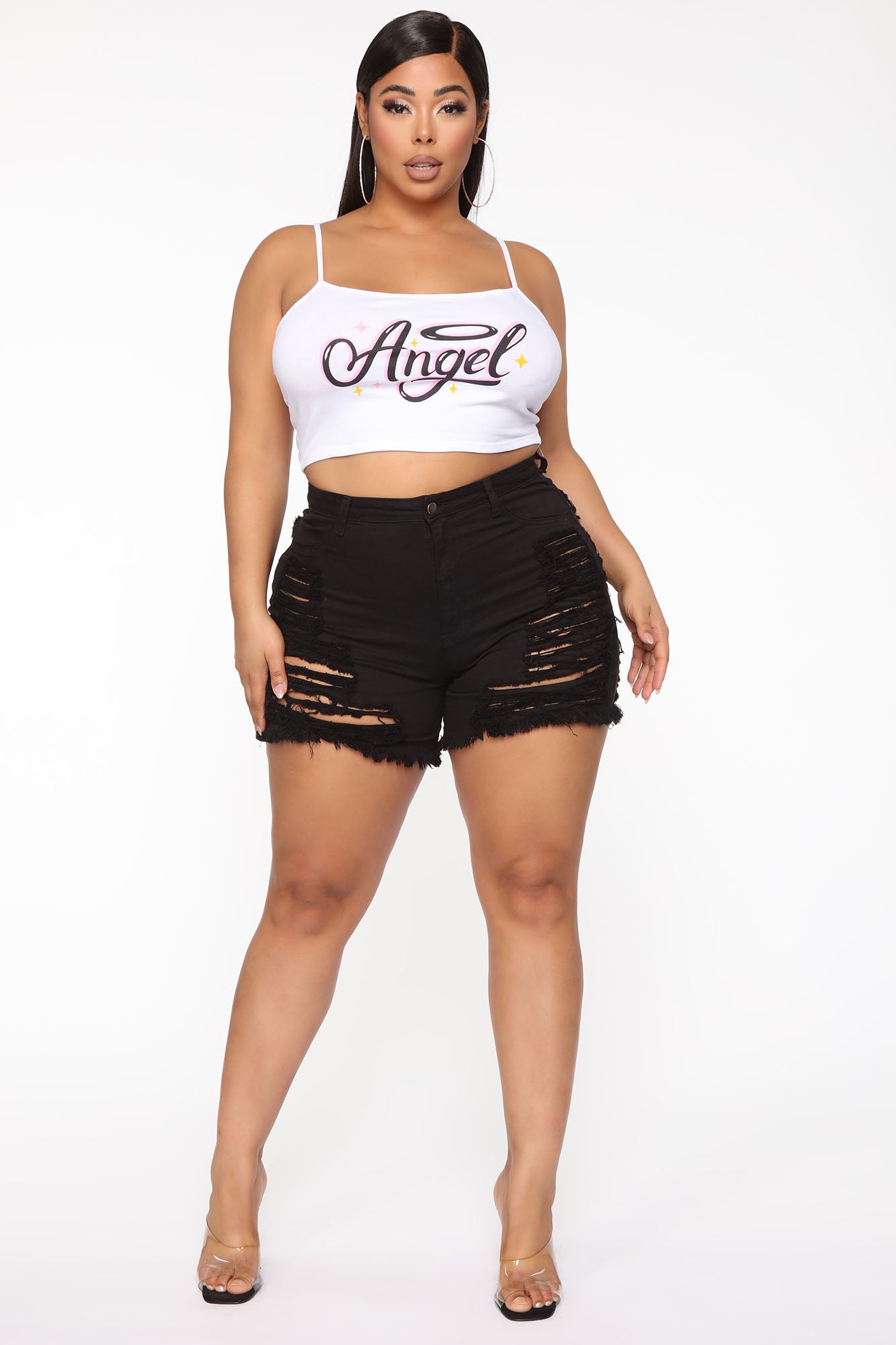 Yes Now Distressed Bermuda Shorts - Black - Image 7