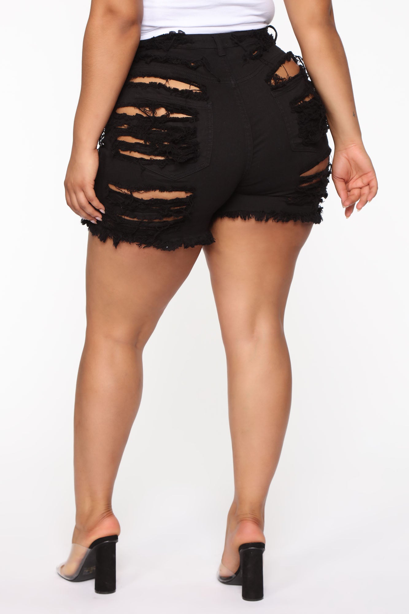 Yes Now Distressed Bermuda Shorts - Black - Image 10