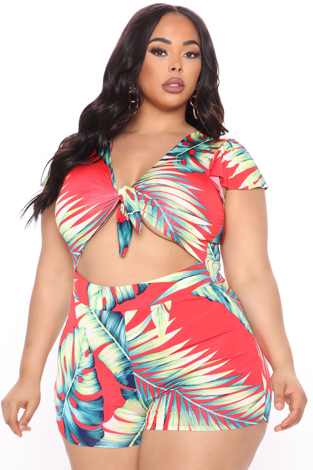 Waist No Time Tropical Romper - Red/combo - Image 10