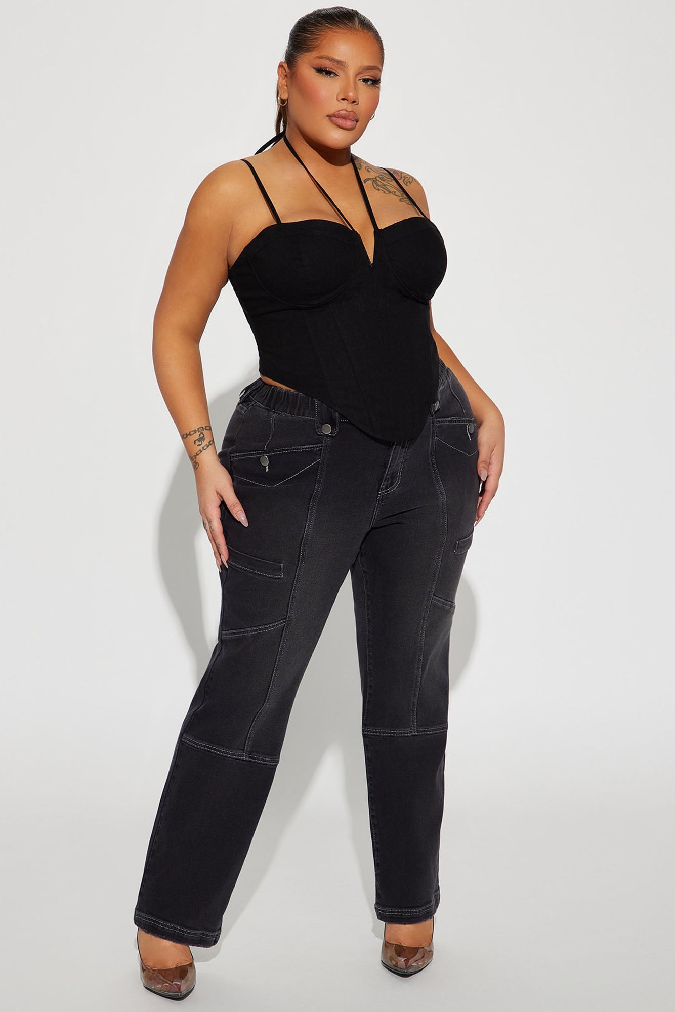 Tell Me A Secret Linen Corset Top - Black - Image 5