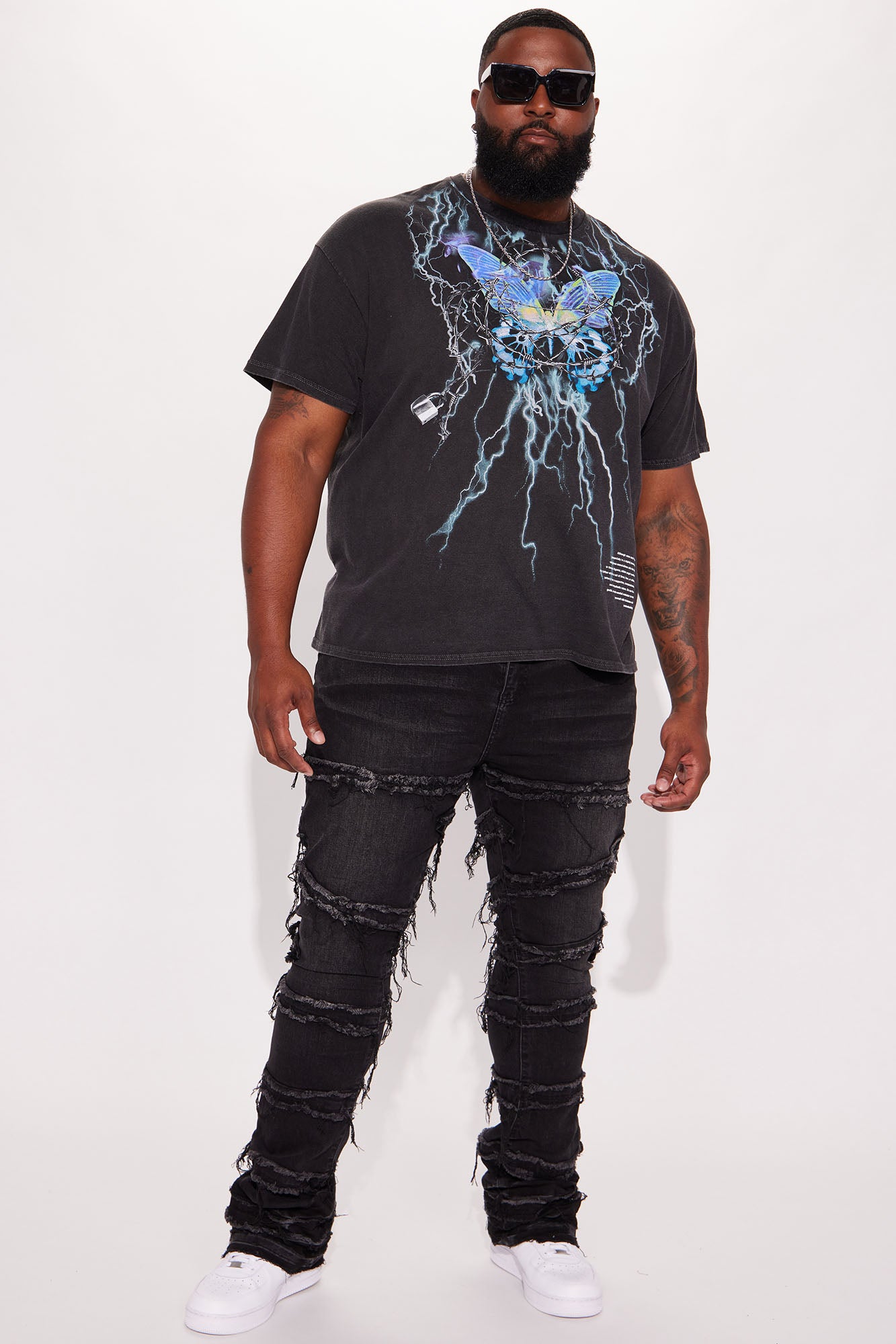 About Fray Stacked Skinny Flare Jeans - Black Wash - Image 6