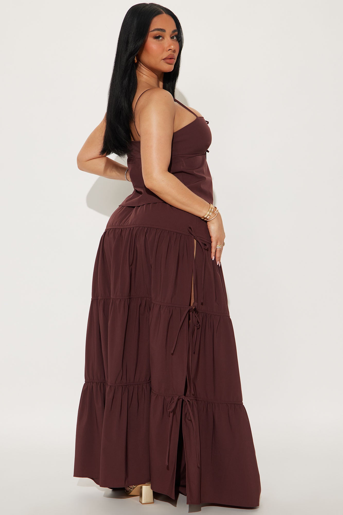 The Amelia Maxi Skirt Set - Brown - Image 4