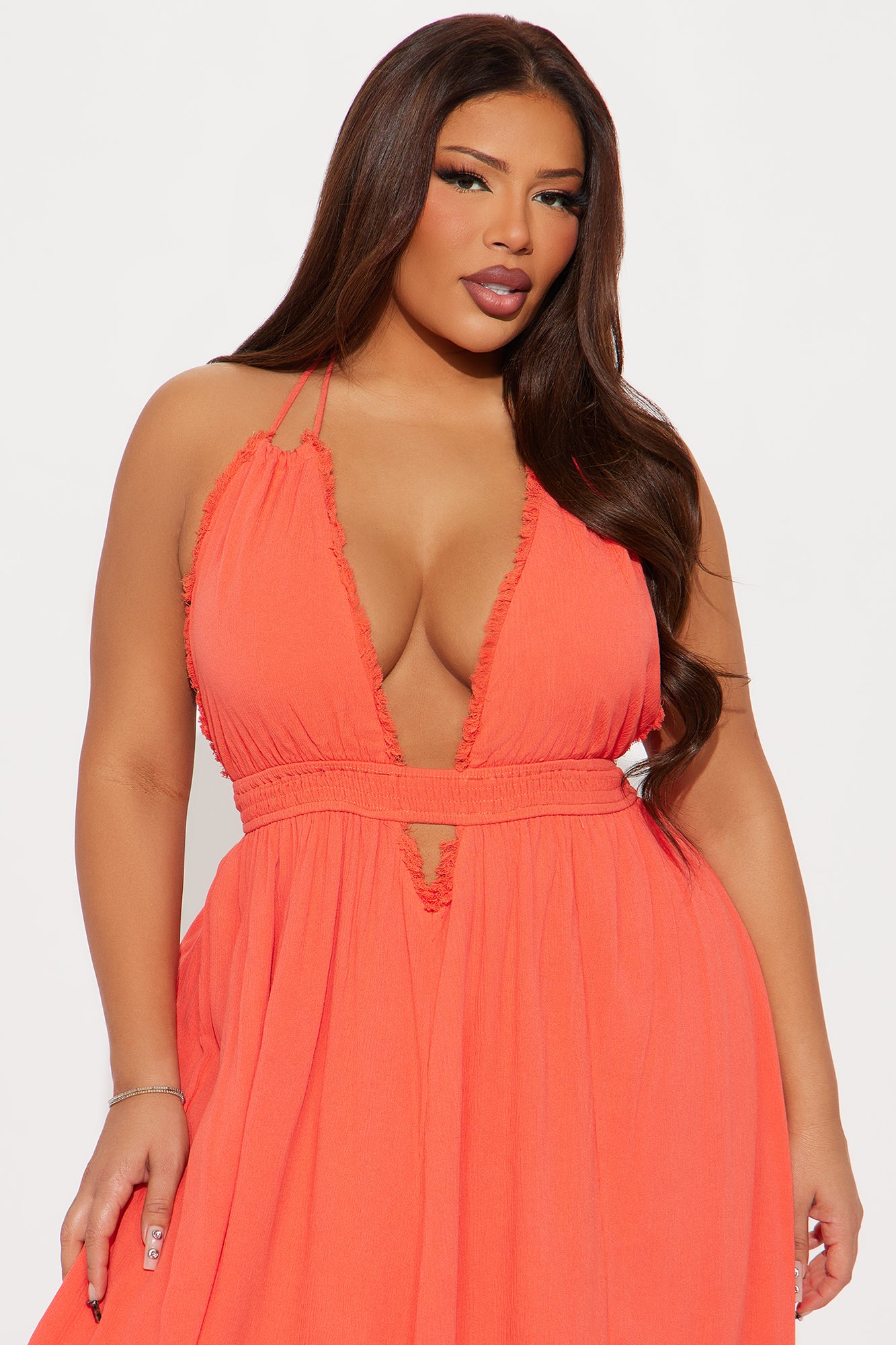 Tanya Backless Maxi Dress - Coral - Image 5
