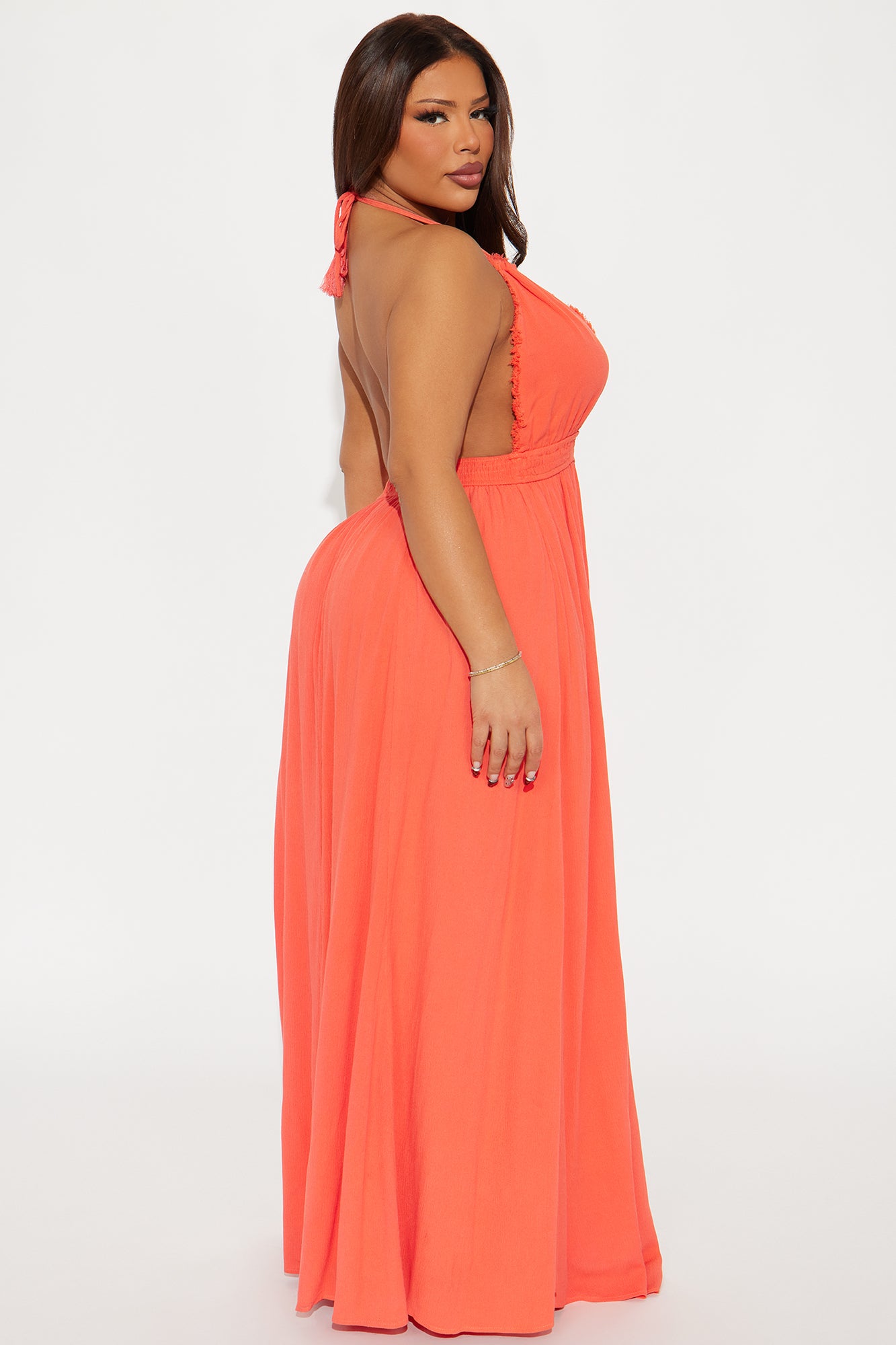 Tanya Backless Maxi Dress - Coral - Image 6