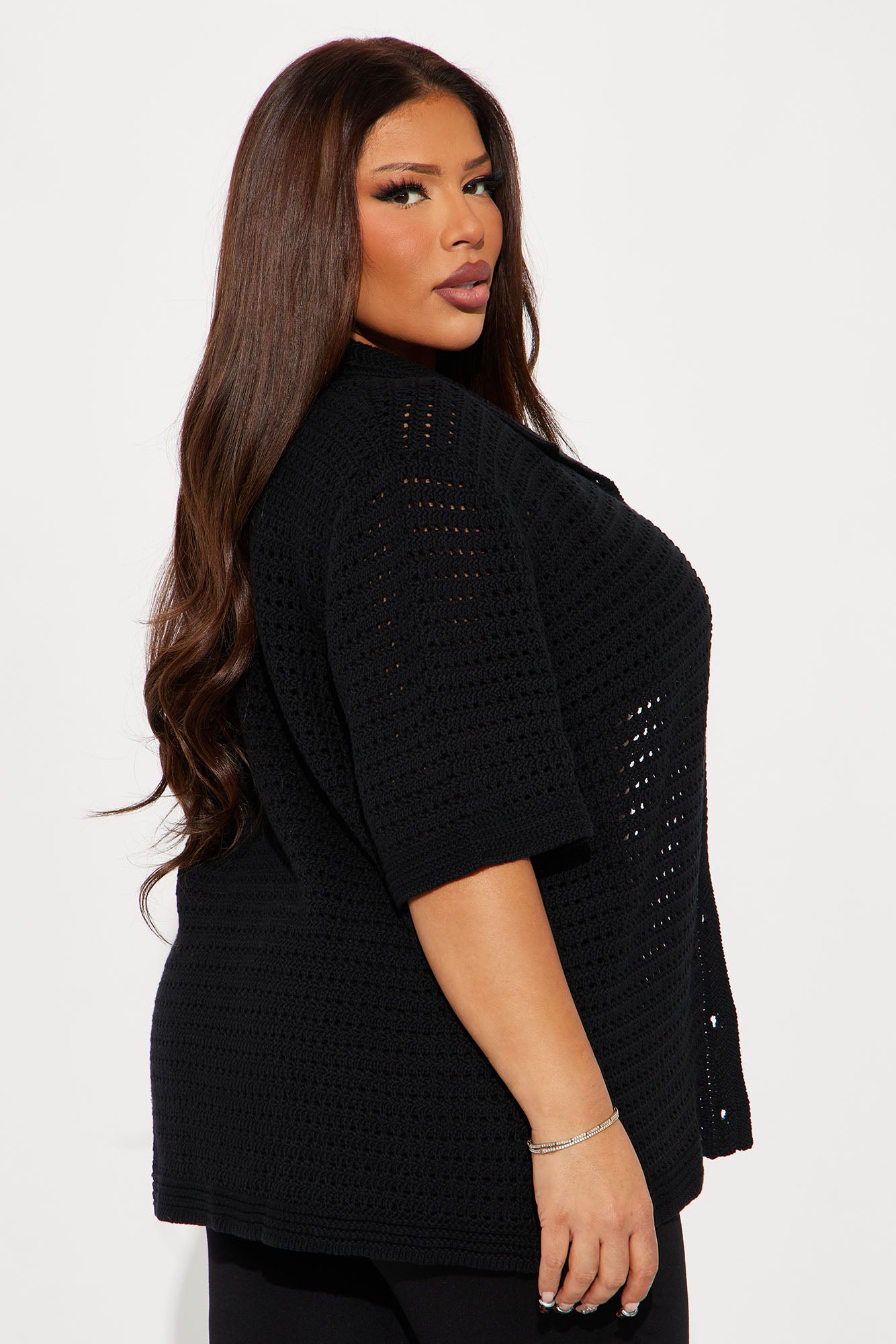 Drinks In Hand Crochet Shirt - Black - Image 7