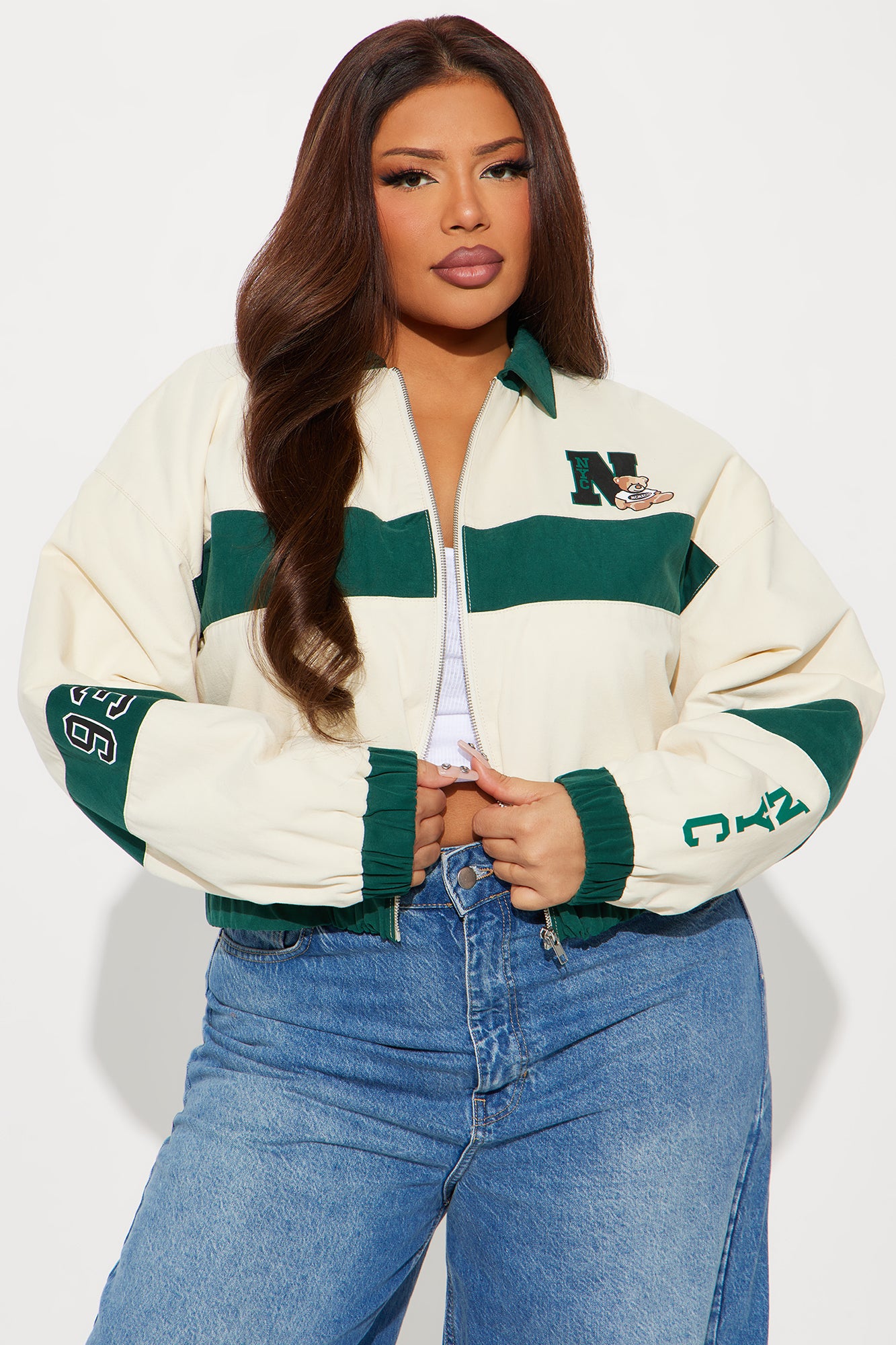 New York Club Varsity Jacket - Green/combo - Image 5
