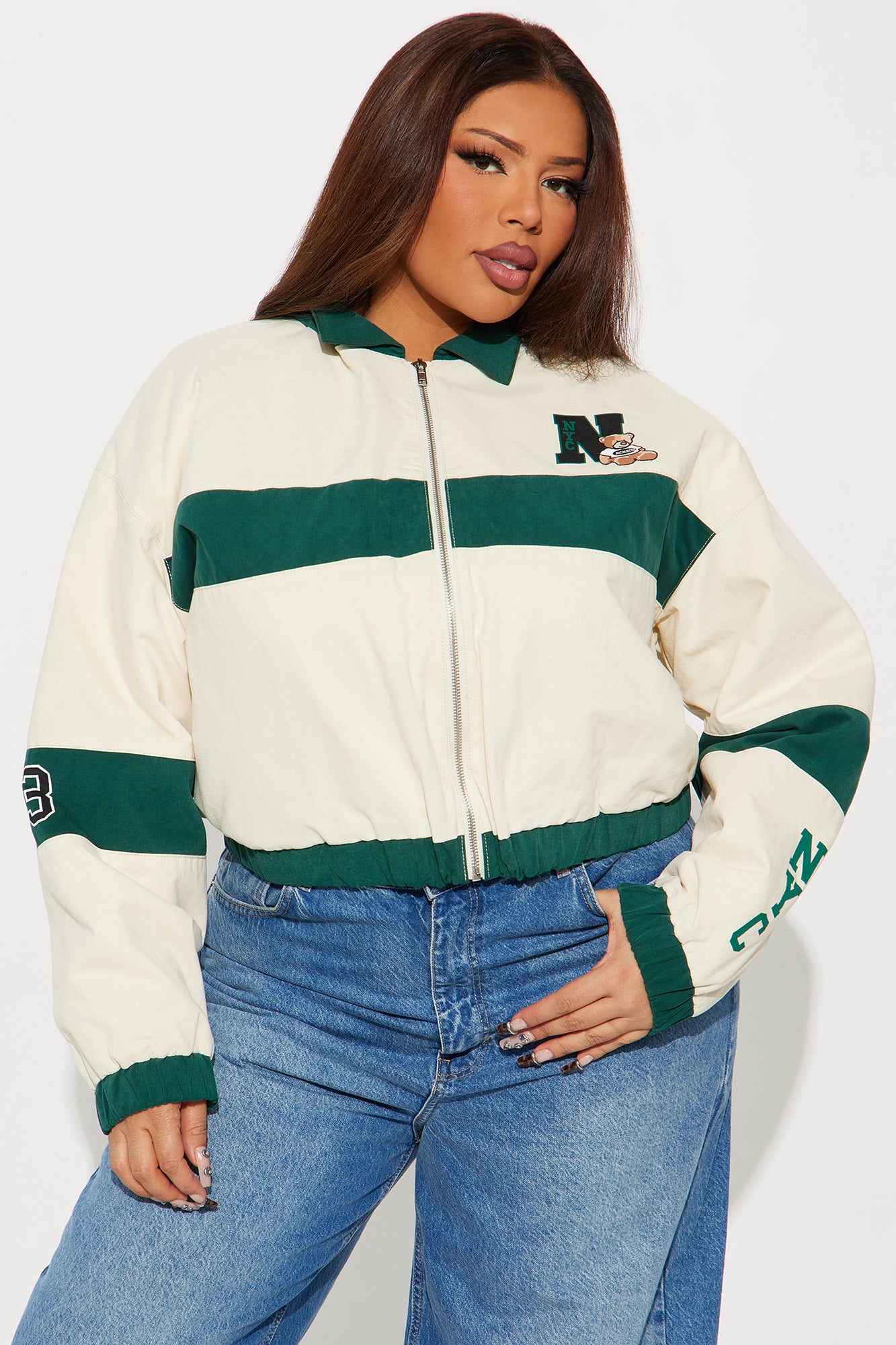New York Club Varsity Jacket - Green/combo - Image 7