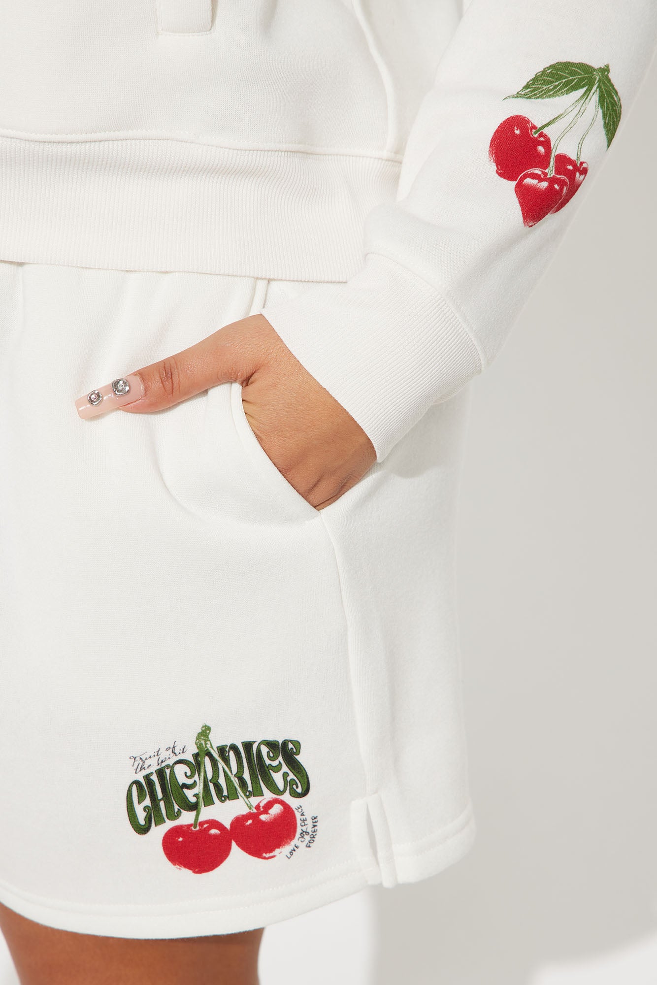 Tasty Cherries Fleece Short Set - Ivory - Image 9