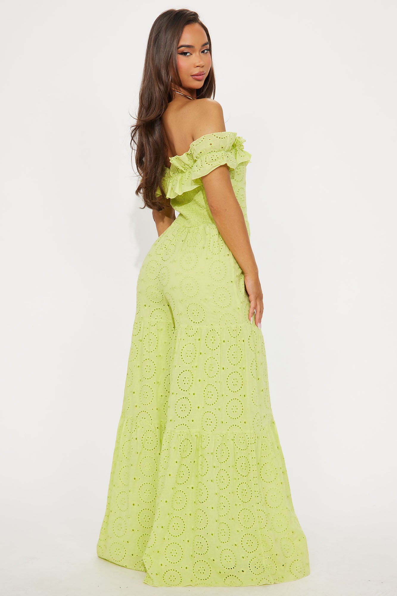 Sweet As Can Be Eyelet Jumpsuit - Green - Image 3