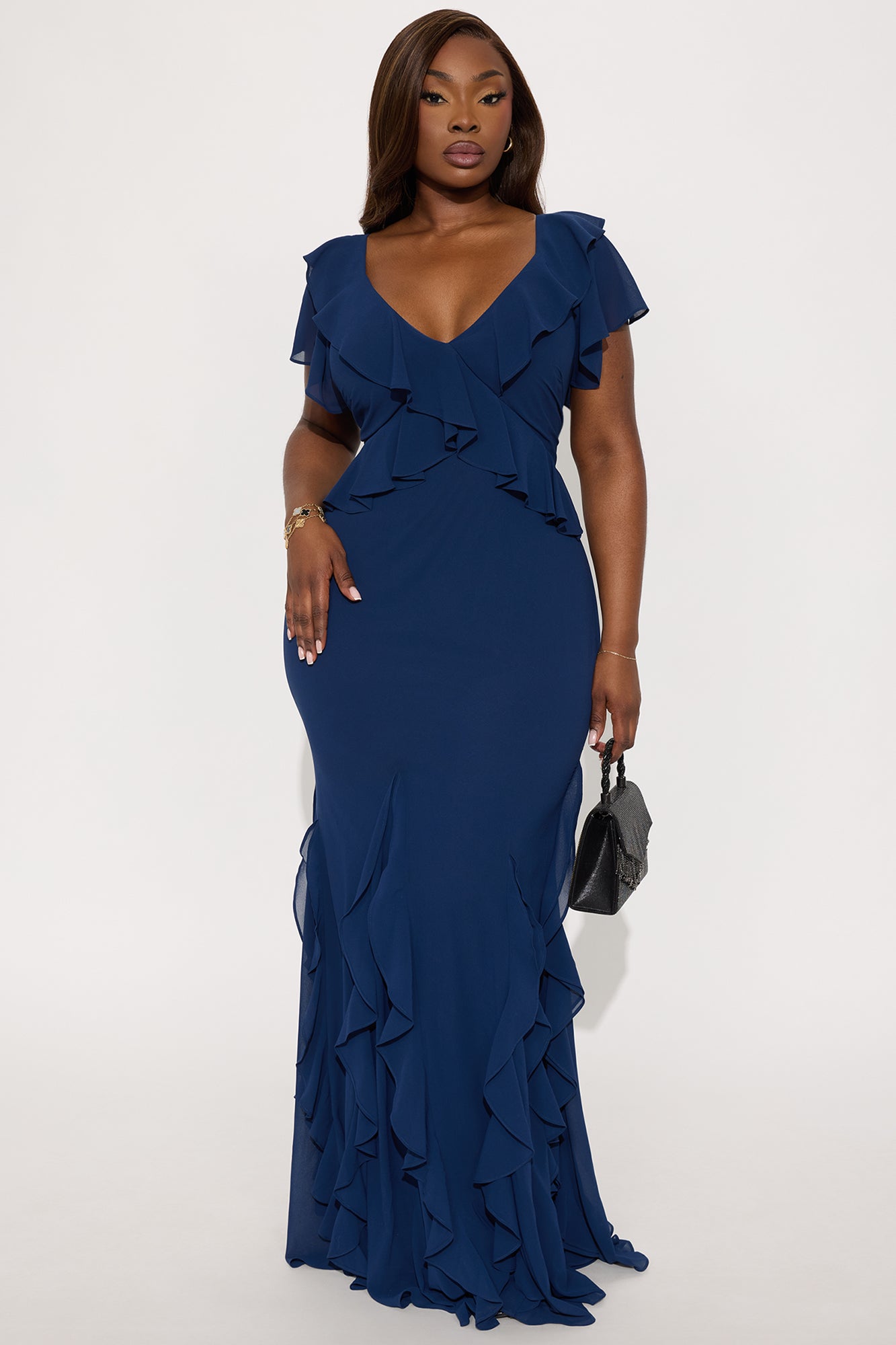 Emily Chiffon Gown - Navy - Image 4