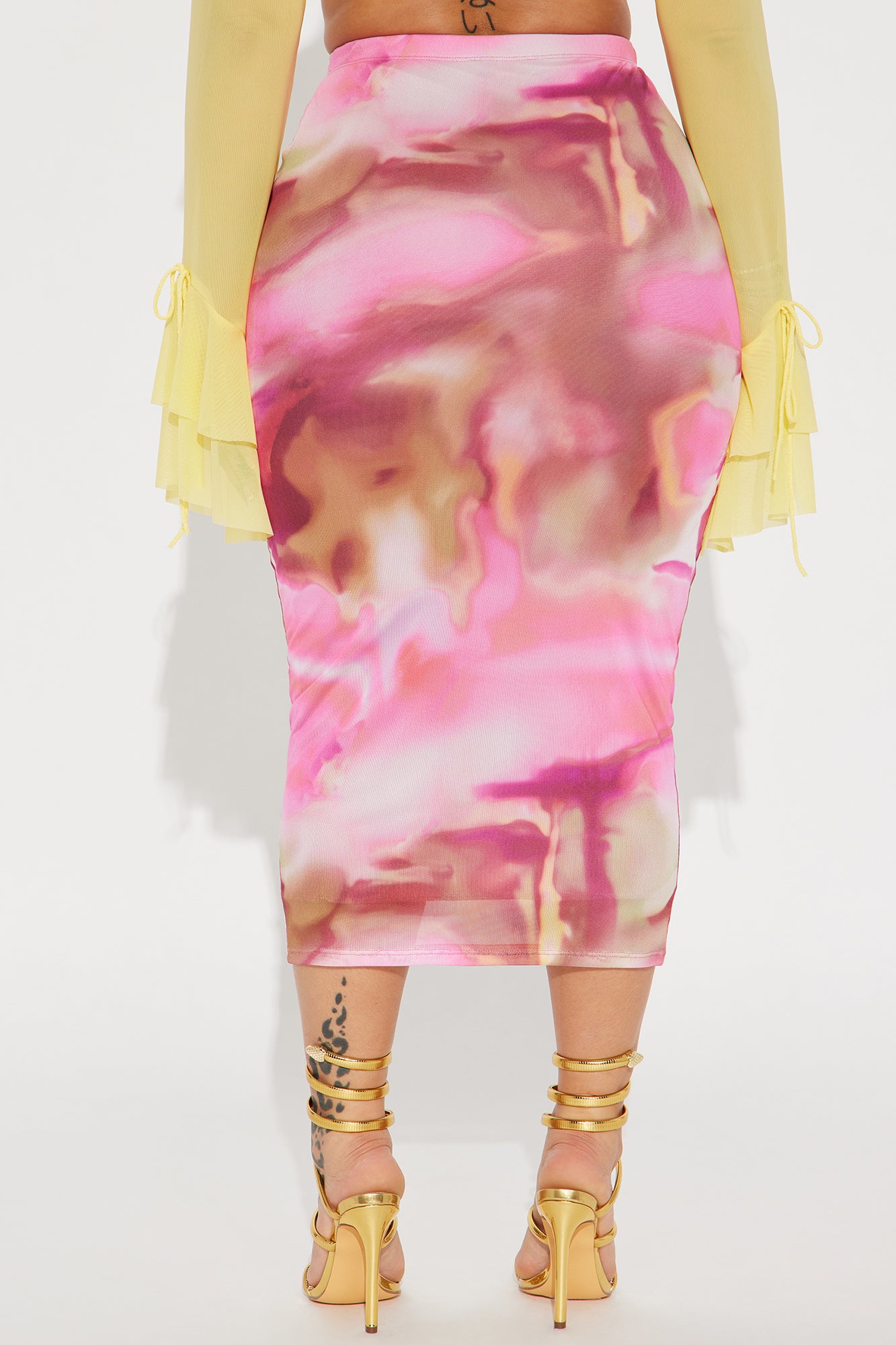 Pretty Energy Mesh Midi Skirt - Pink/combo - Image 3
