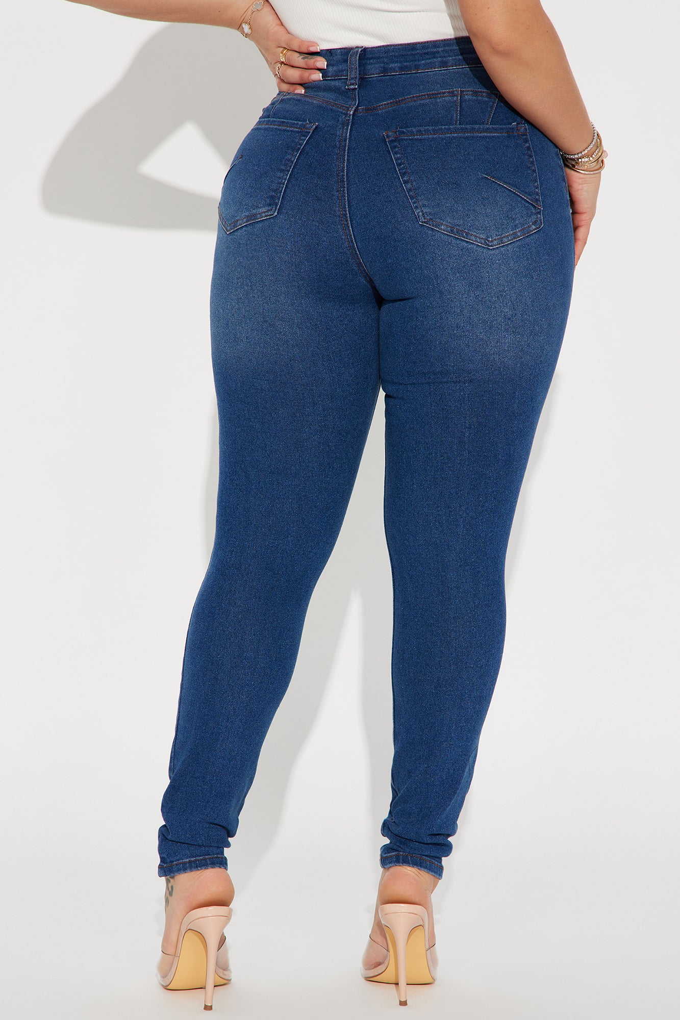 Back It Up Ripped Booty Lifting Stretch Skinny Jeans - Dark Wash - Image 3