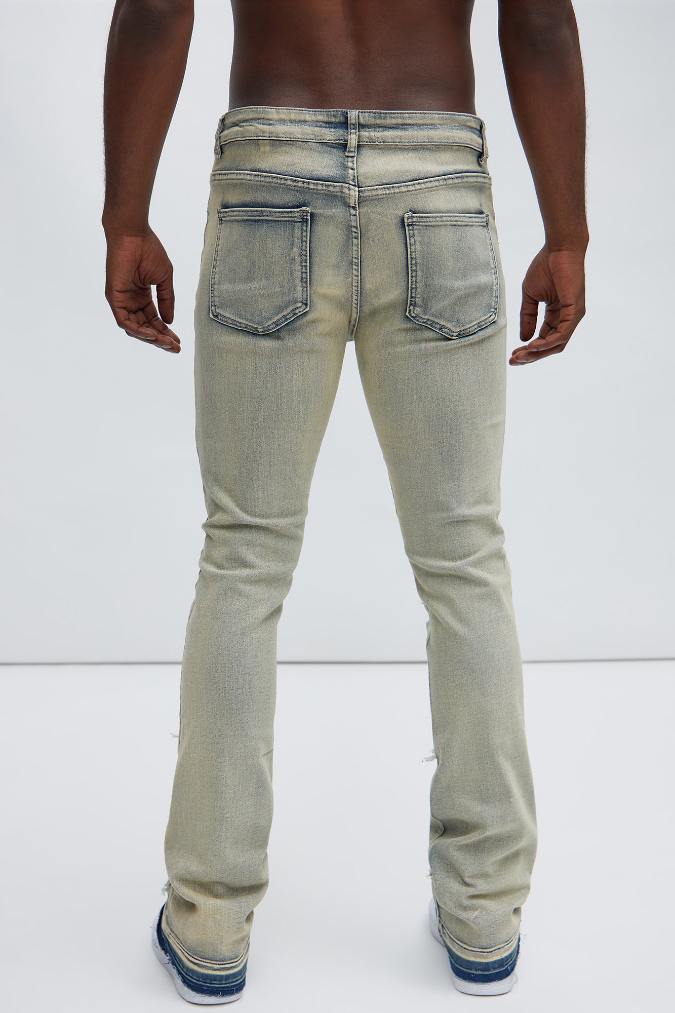 Got Me Destroyed Stacked Skinny Flare Jeans - Light Blue - Image 4