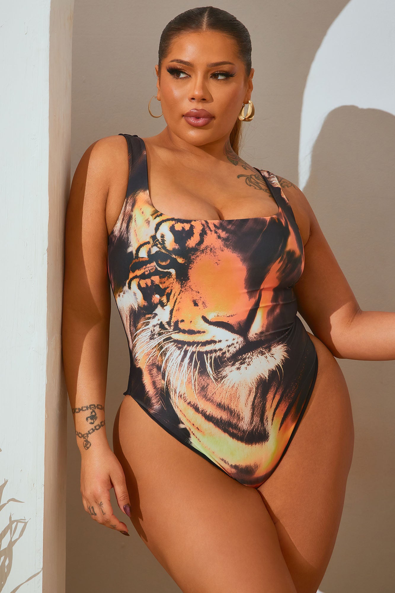 Easy Peasy Tank Swimsuit - Brown/Combo - Image 4