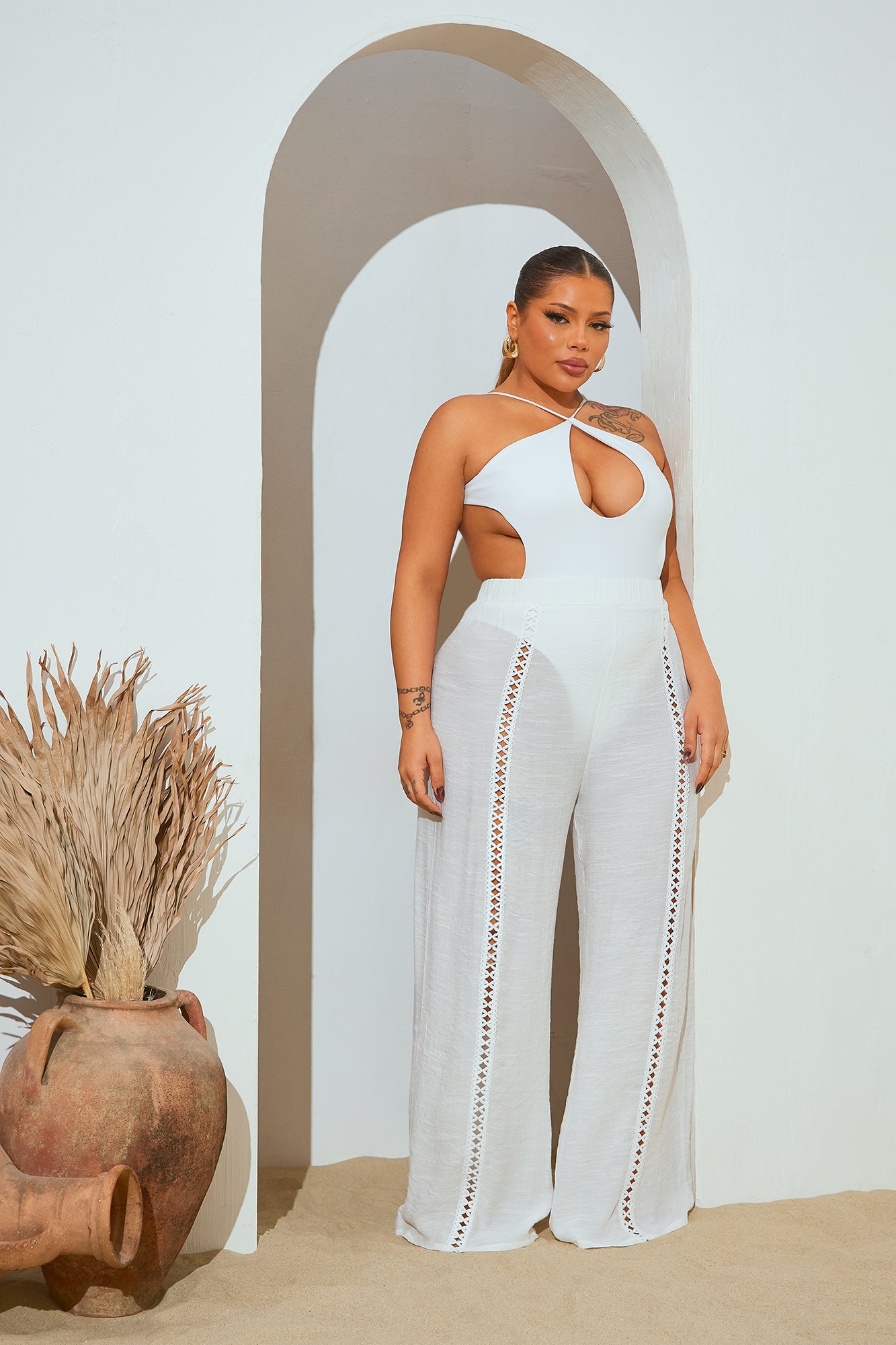 Grecian Sea Breeze Cover Up Pants - White - Image 4