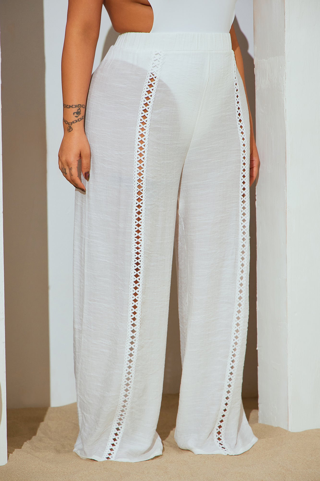 Grecian Sea Breeze Cover Up Pants - White - Image 5