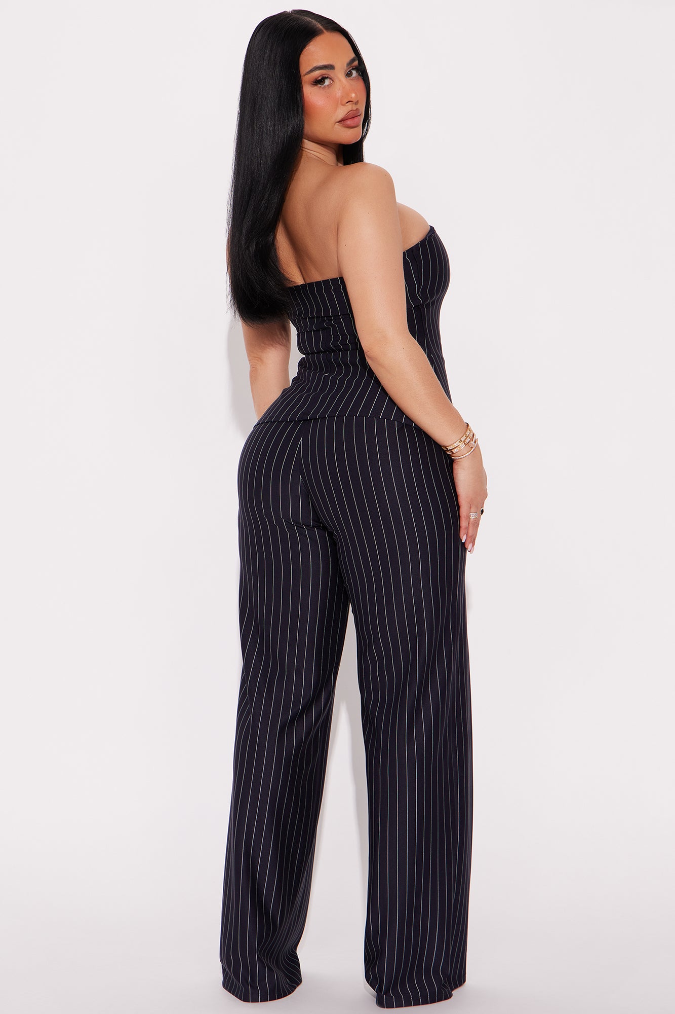 Carol Pinstripe Pant Set - Navy - Image 3