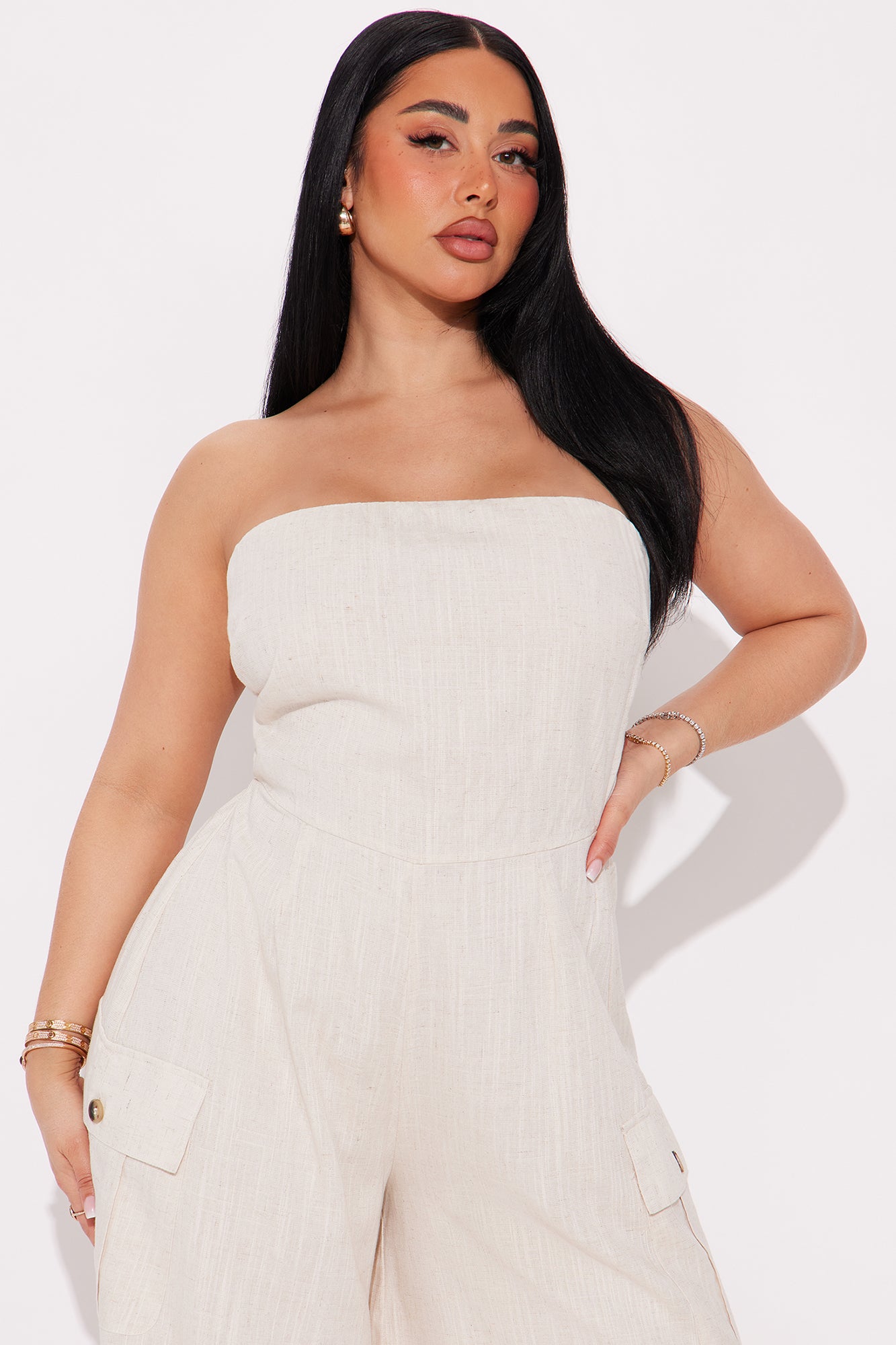 Sasha Linen Jumpsuit - Oatmeal - Image 6