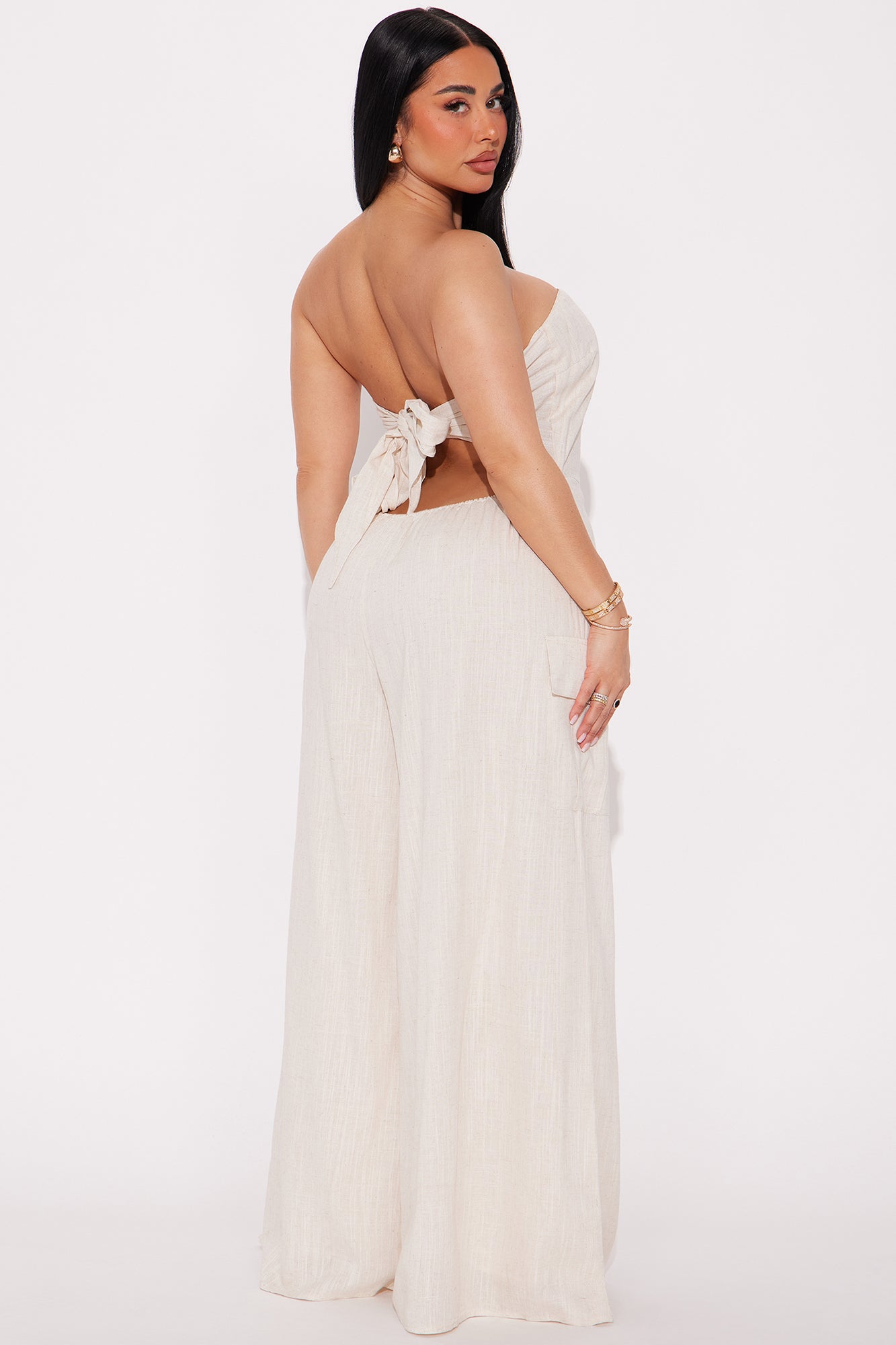 Sasha Linen Jumpsuit - Oatmeal - Image 3