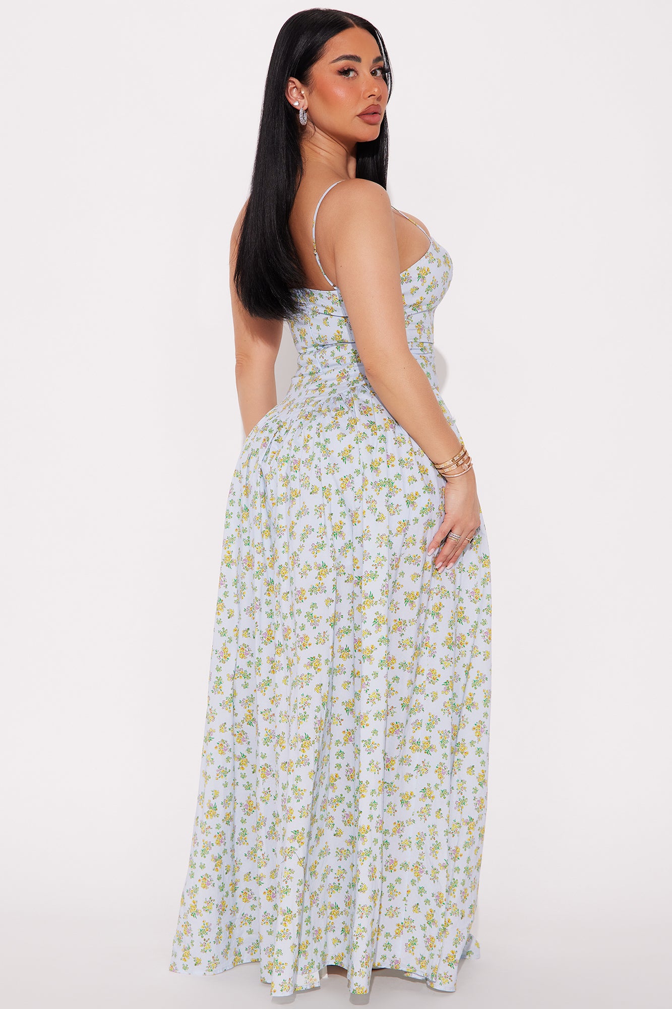 Allison Floral Poplin Maxi Dress - Light Blue - Image 3