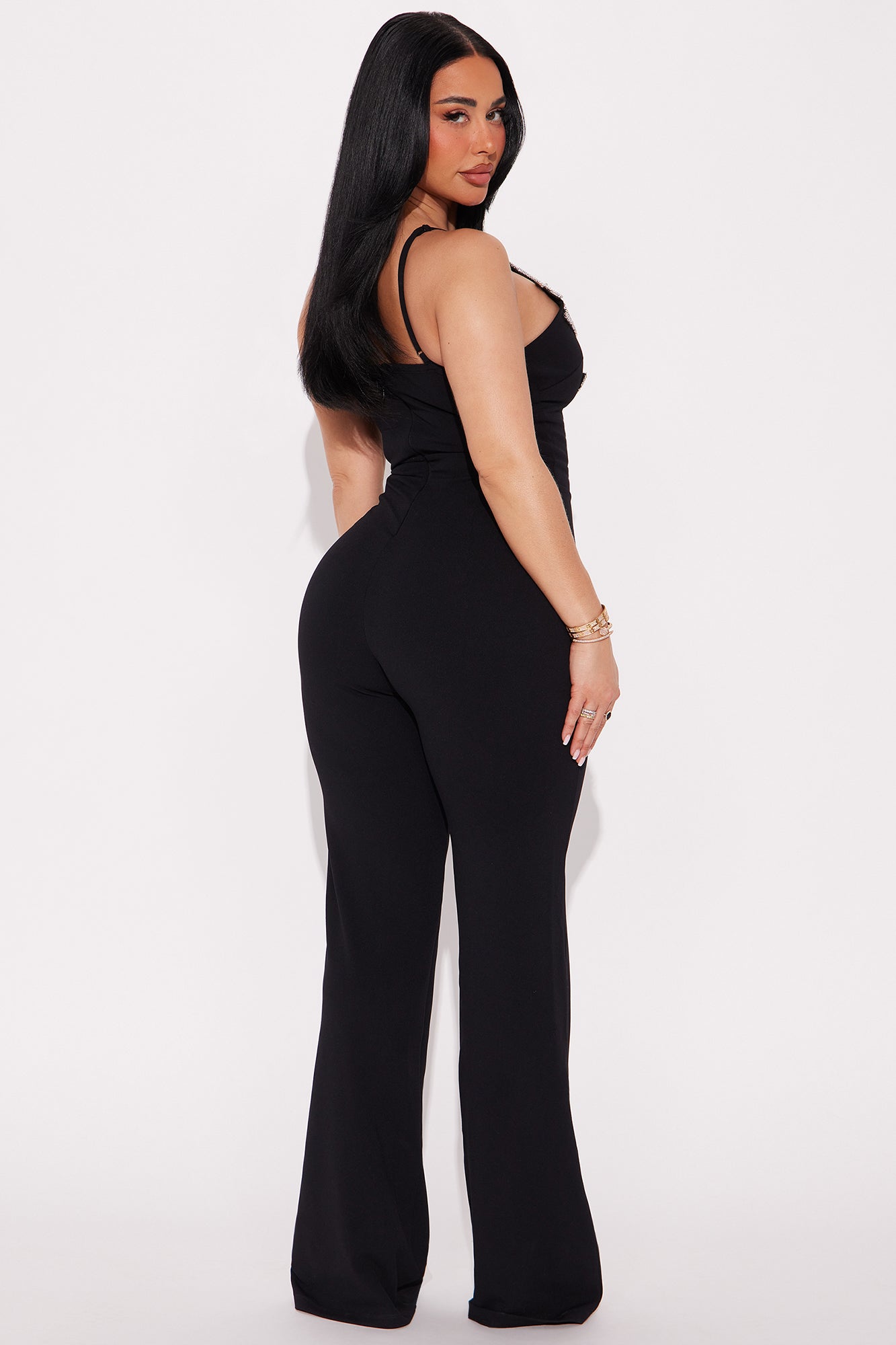 Krystal Rhinestone Jumpsuit - Black - Image 3