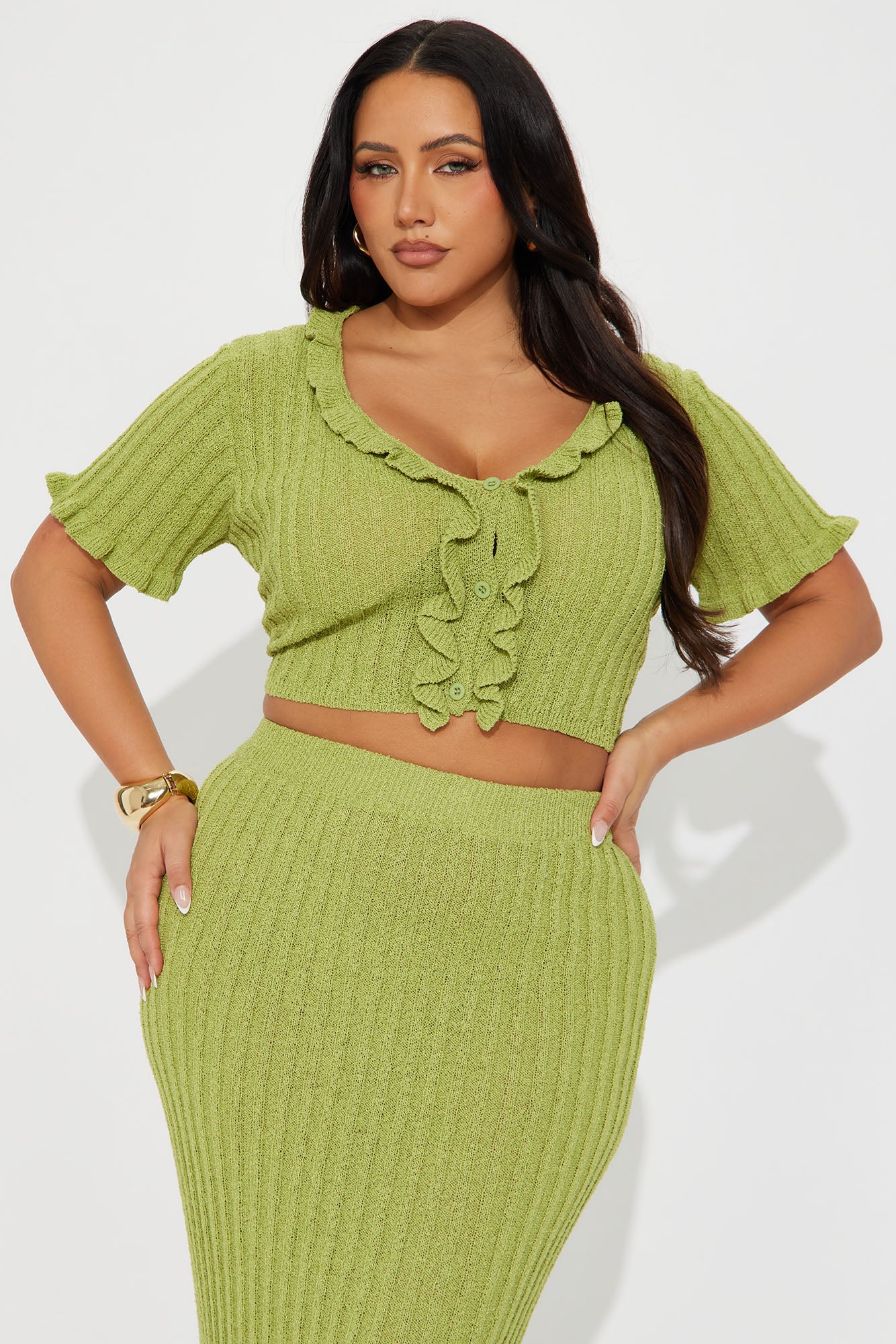 Brunch Mimosas Midi Skirt Set - Chartreuse - Image 5