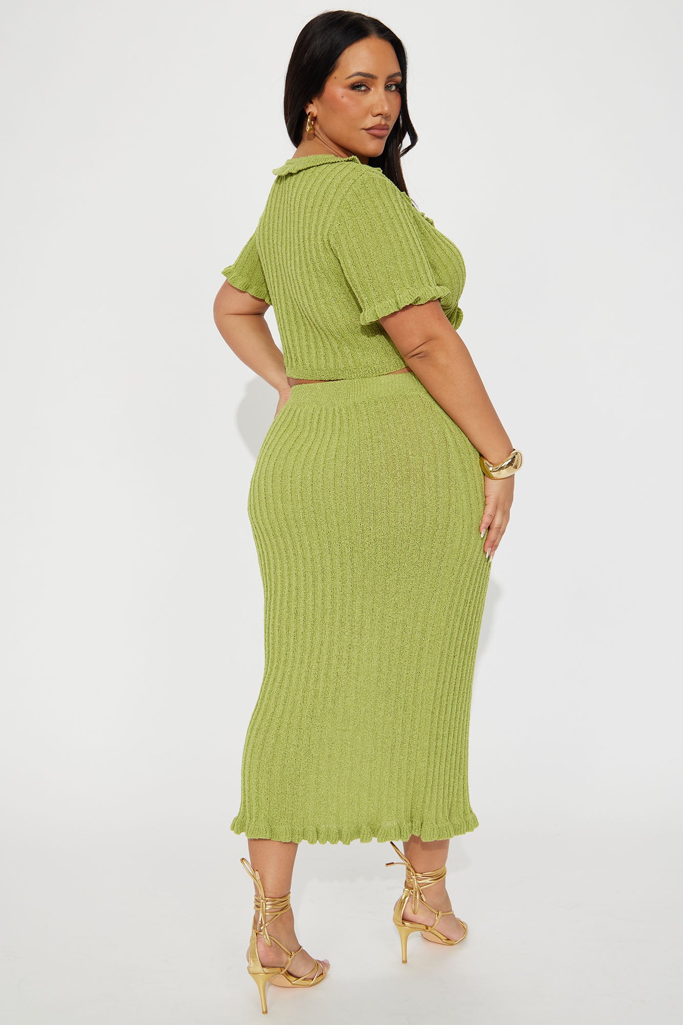 Brunch Mimosas Midi Skirt Set - Chartreuse - Image 6