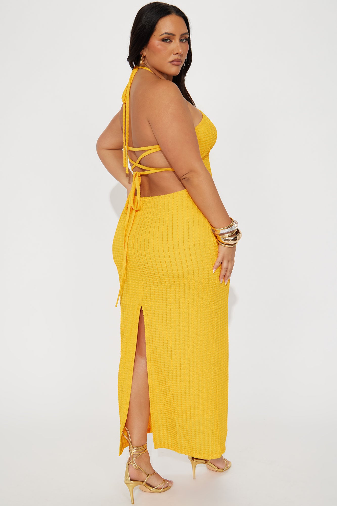 Lucy Backless Maxi Dress - Yellow - Image 6