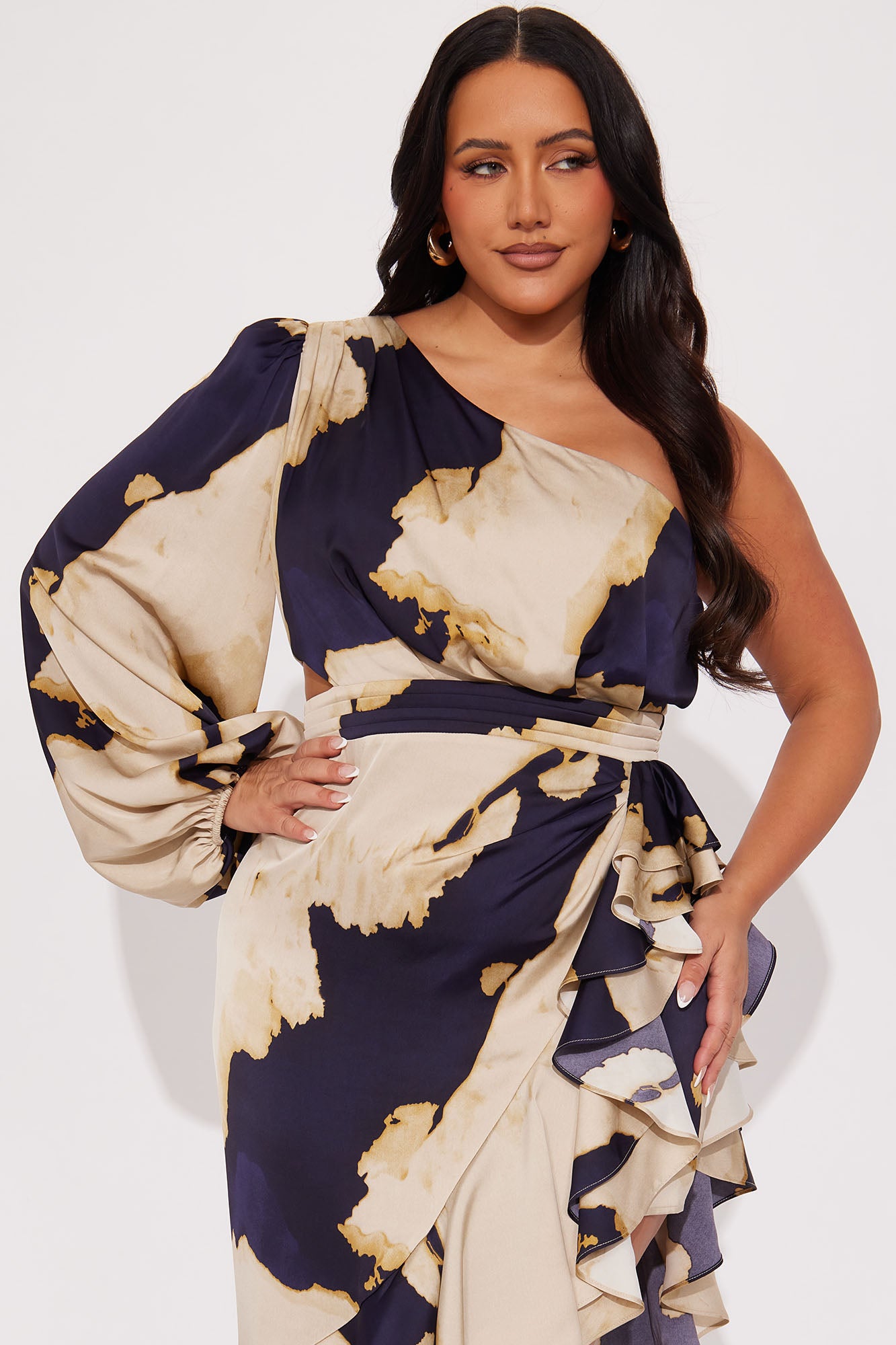 Florence Satin Maxi Dress - Navy/combo - Image 5