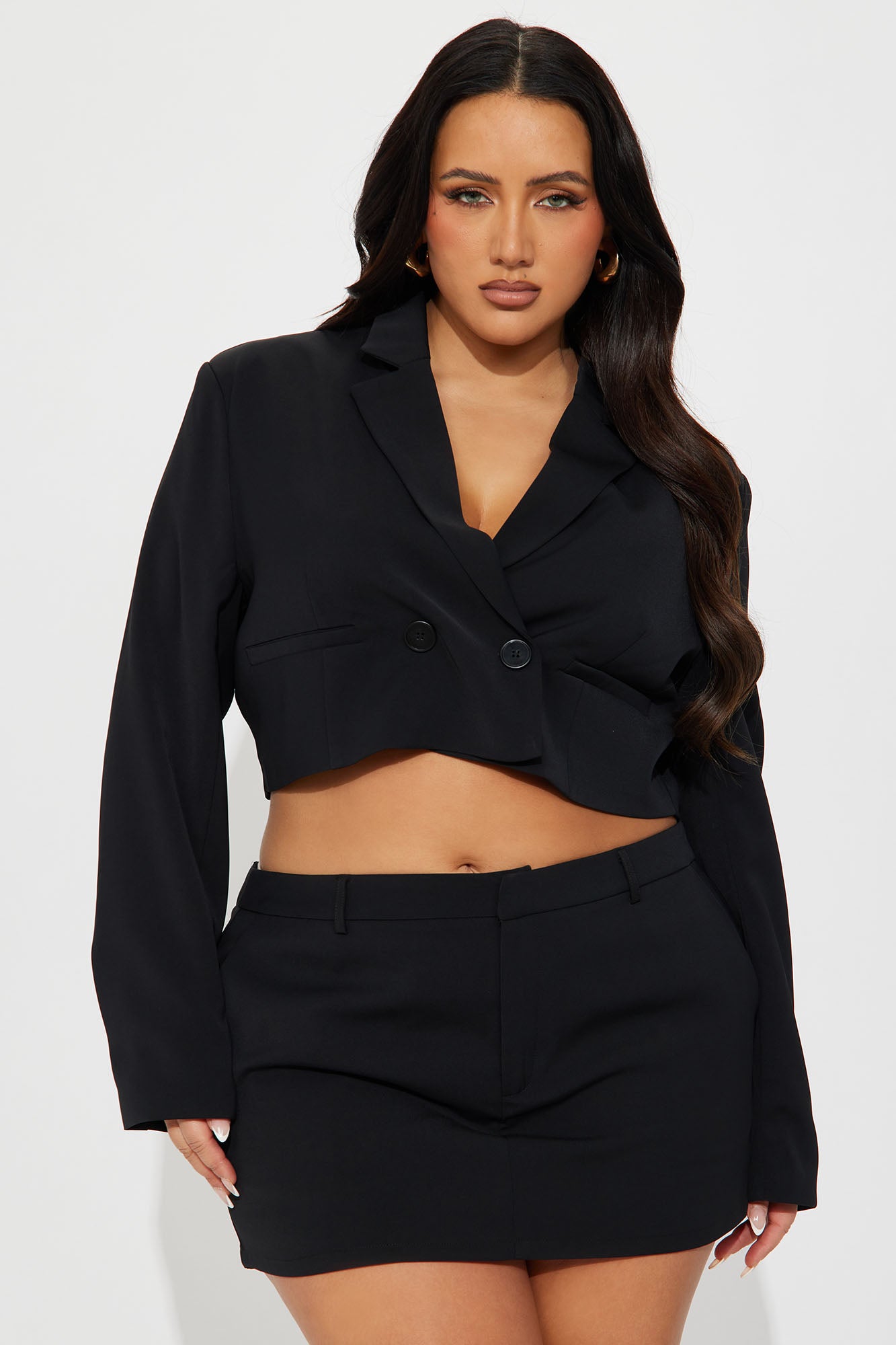 Hold The Thought Cropped Blazer - Black - Image 4
