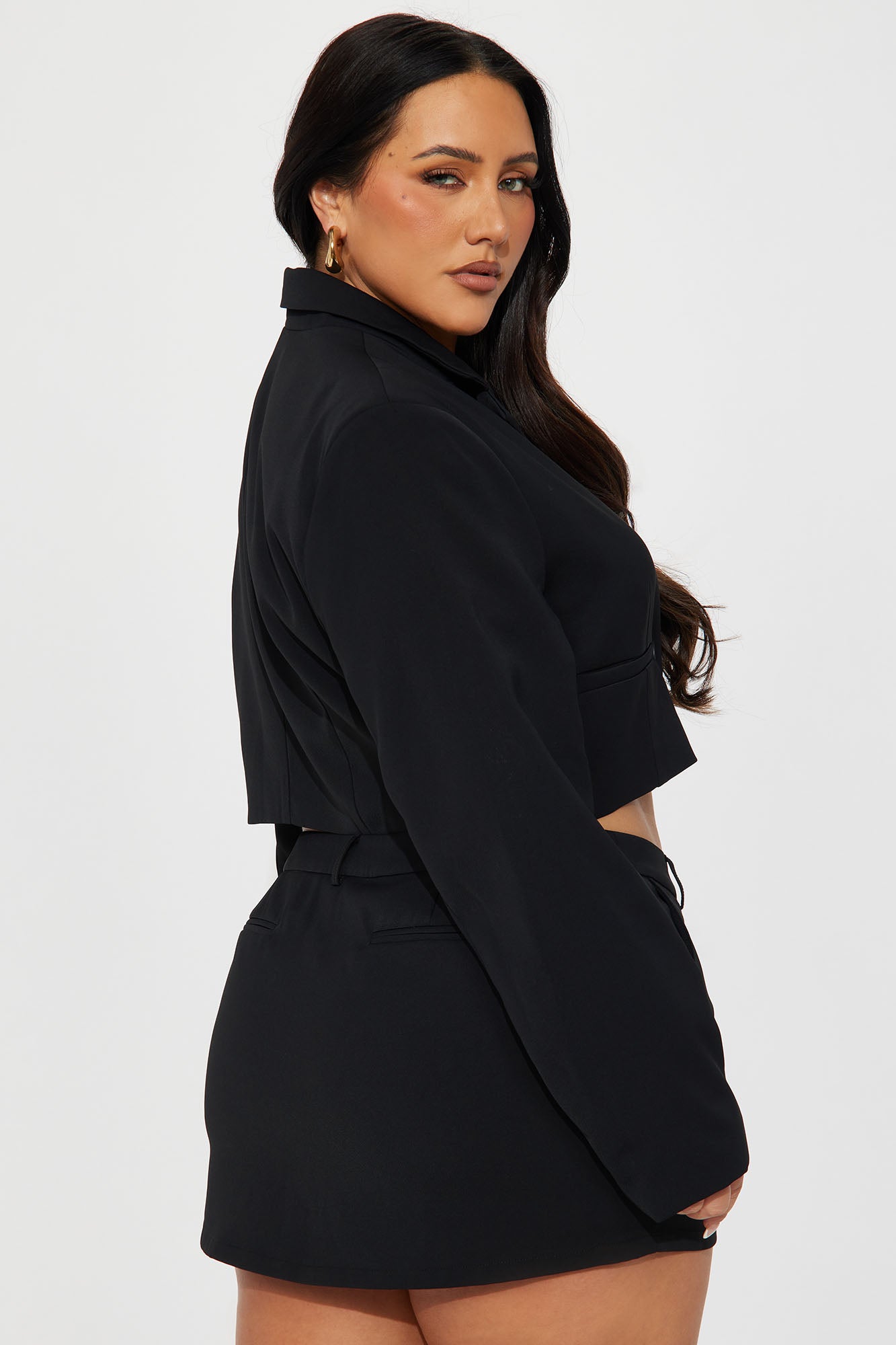 Hold The Thought Cropped Blazer - Black - Image 6