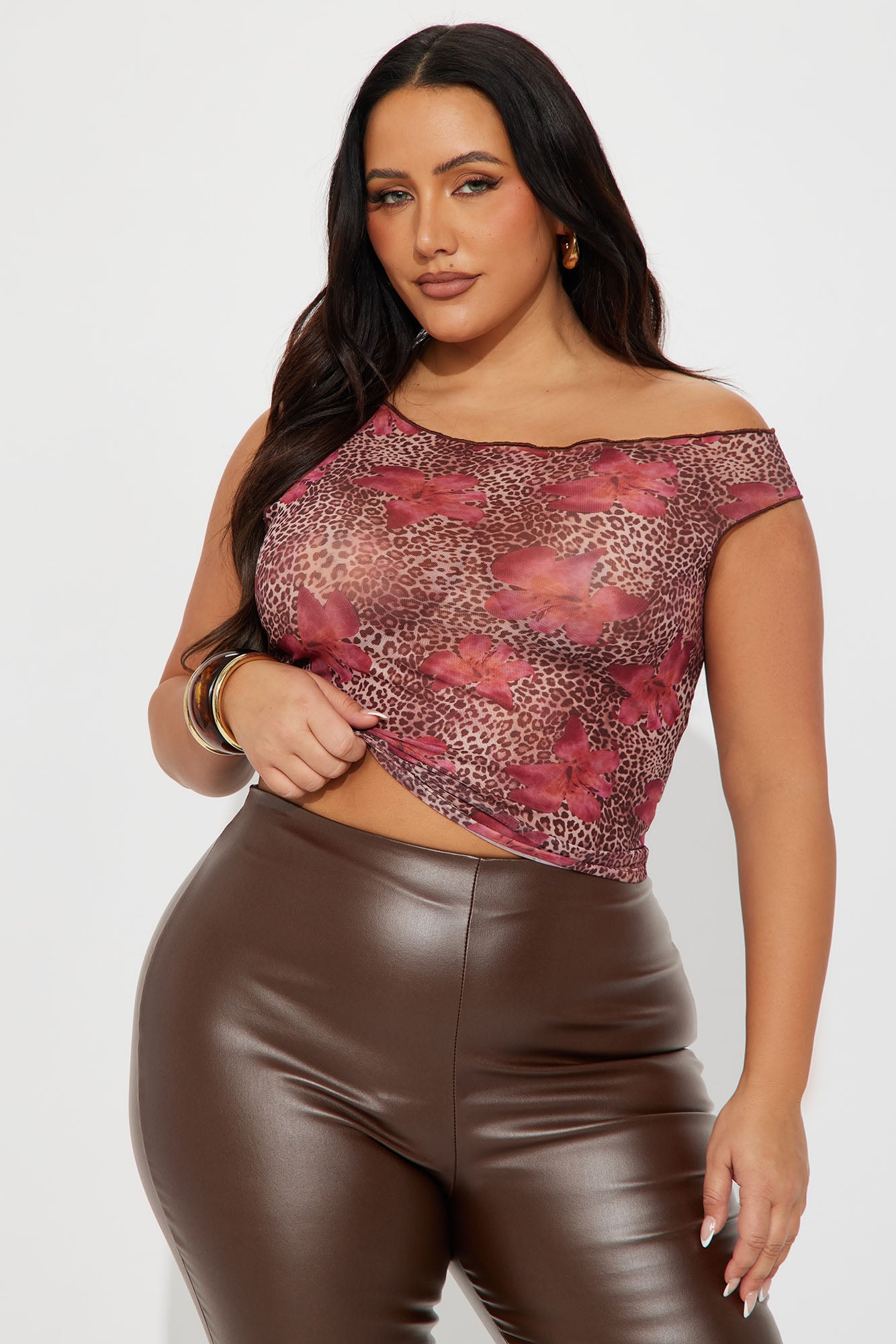 State Of Mind Sheer Leopard Off Shoulder - Leopard - Image 4