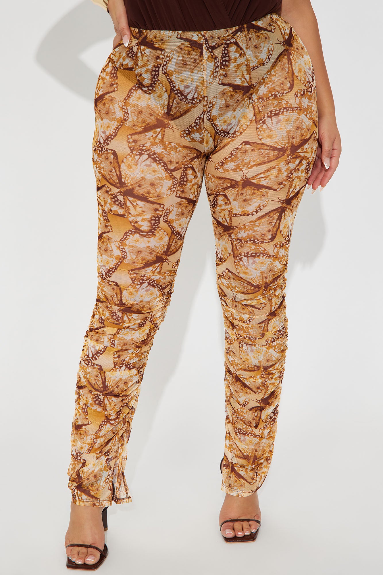 Stella Butterfly Mesh Stacked Legging - Brown/combo - Image 5