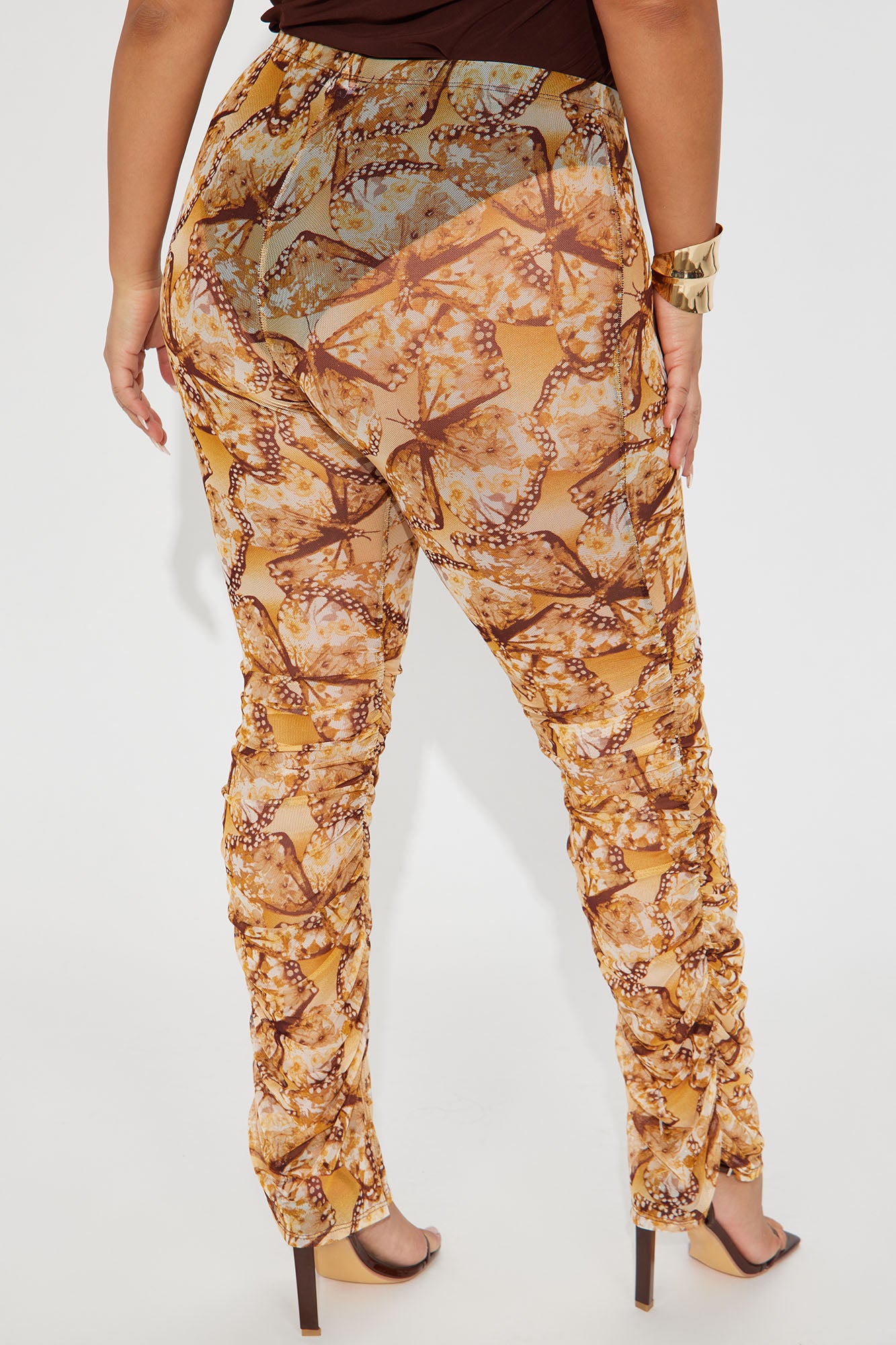Stella Butterfly Mesh Stacked Legging - Brown/combo - Image 6