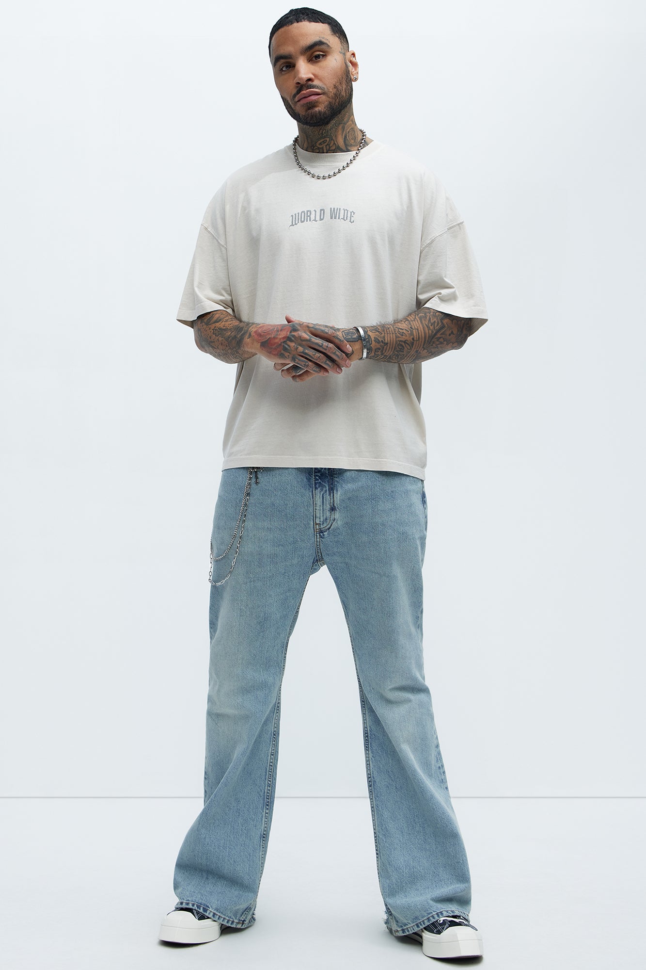 World Wide Chaos Oversized Short Sleeve Tee - Light Grey - Image 4