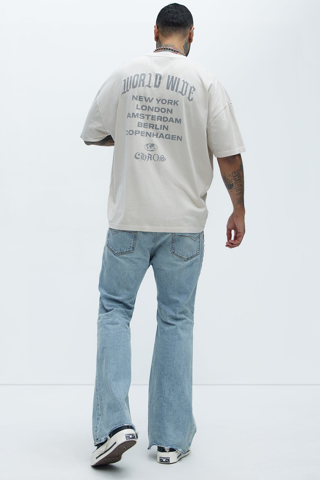 World Wide Chaos Oversized Short Sleeve Tee - Light Grey - Image 5