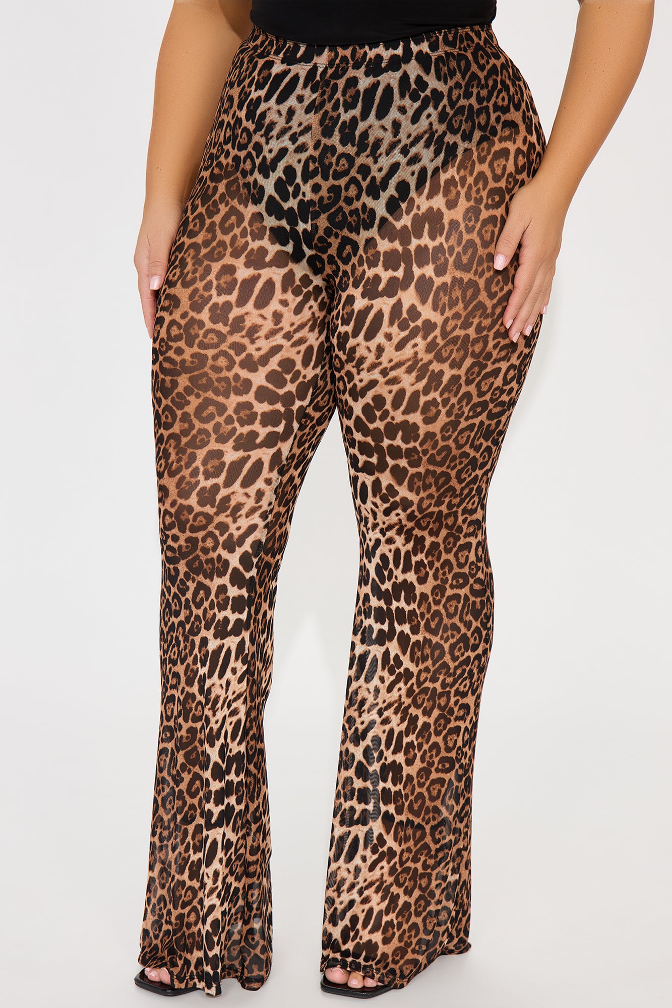 See You Later Leopard Mesh Flare Pant - Brown/combo - Image 5