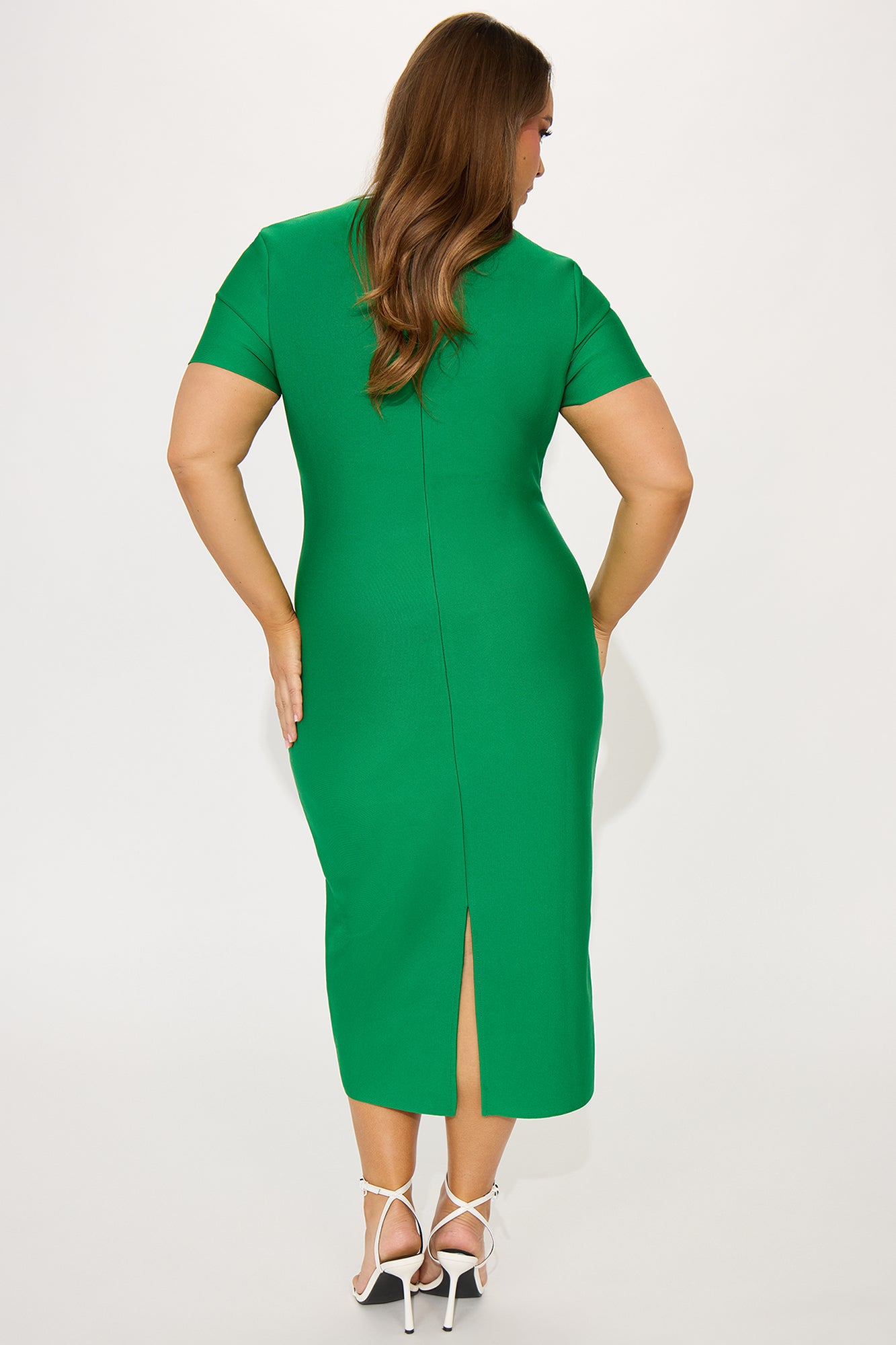 Alba Collared Bandage Midi Dress - Kelly Green - Image 6