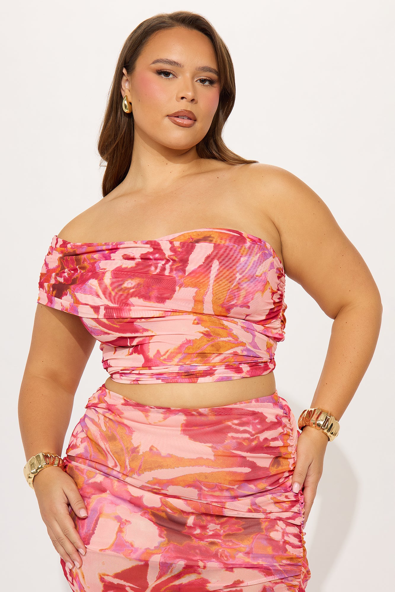 In Full Blossom Maxi Skirt Set - Pink/combo - Image 5