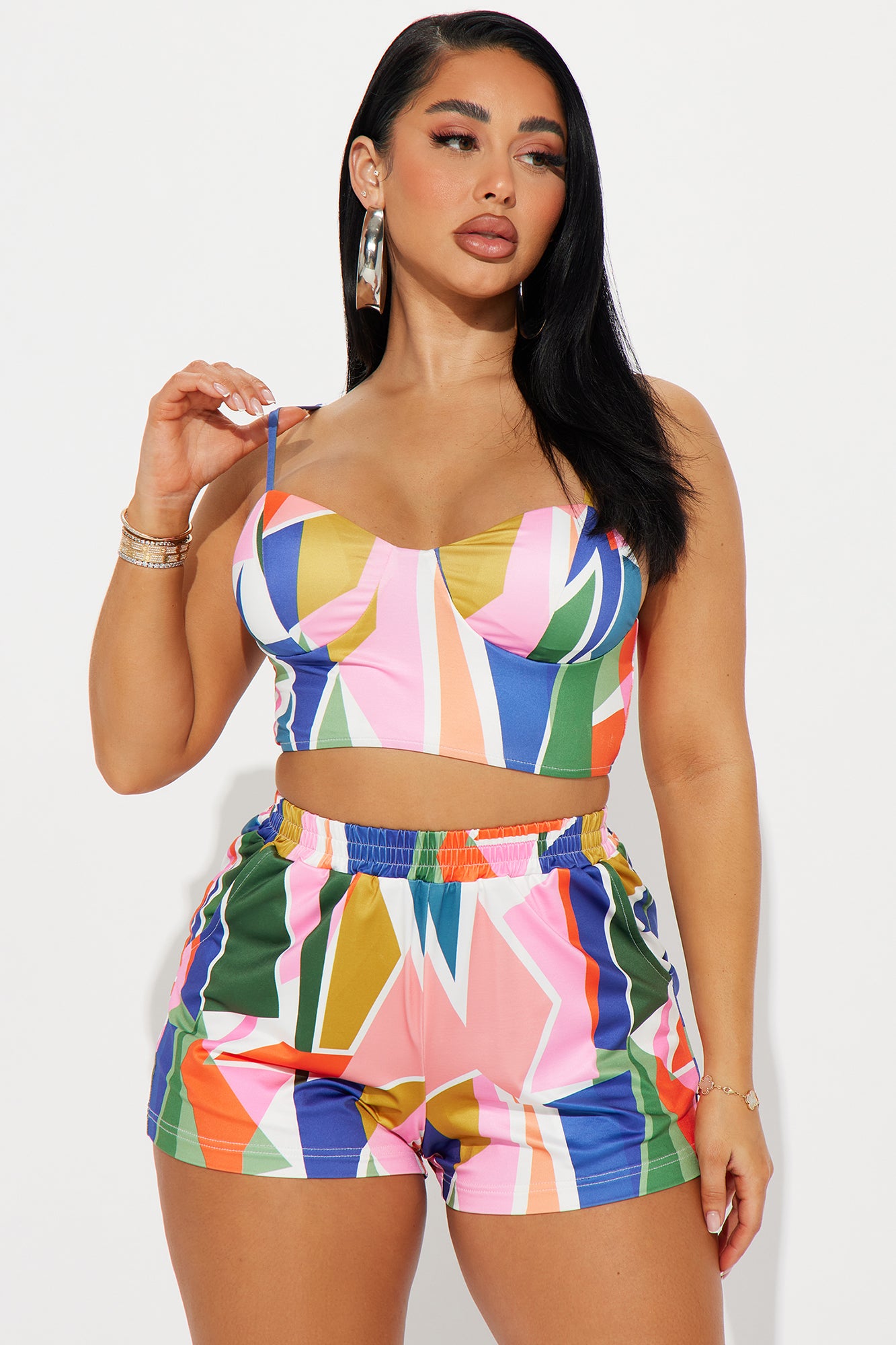 Charli 3 Piece Satin Short Set - Multi Color - Image 4