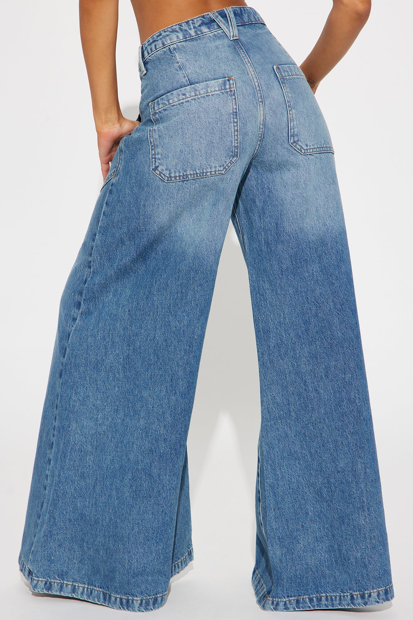 Now Playing Palazzo Jeans - Medium Wash - Image 3