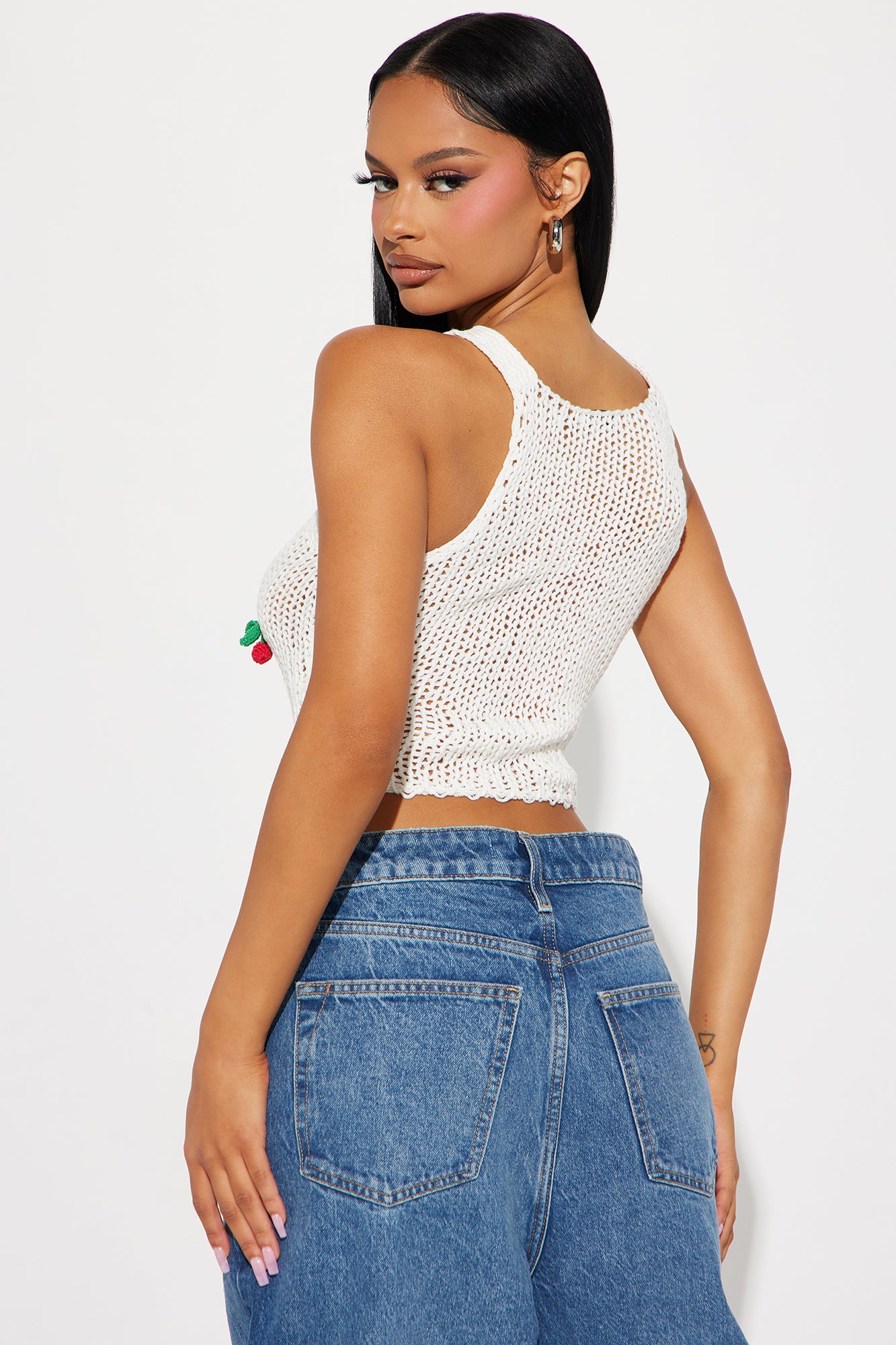Very Cherry Crochet Sweater Top - White/combo - Image 4