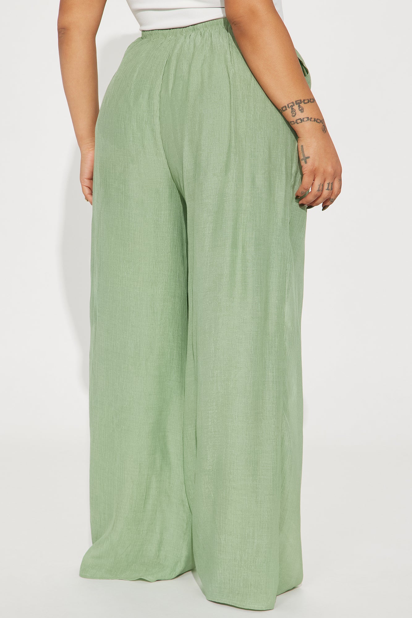 Vacay Babe Textured Wide Leg Pant - Sage - Image 6