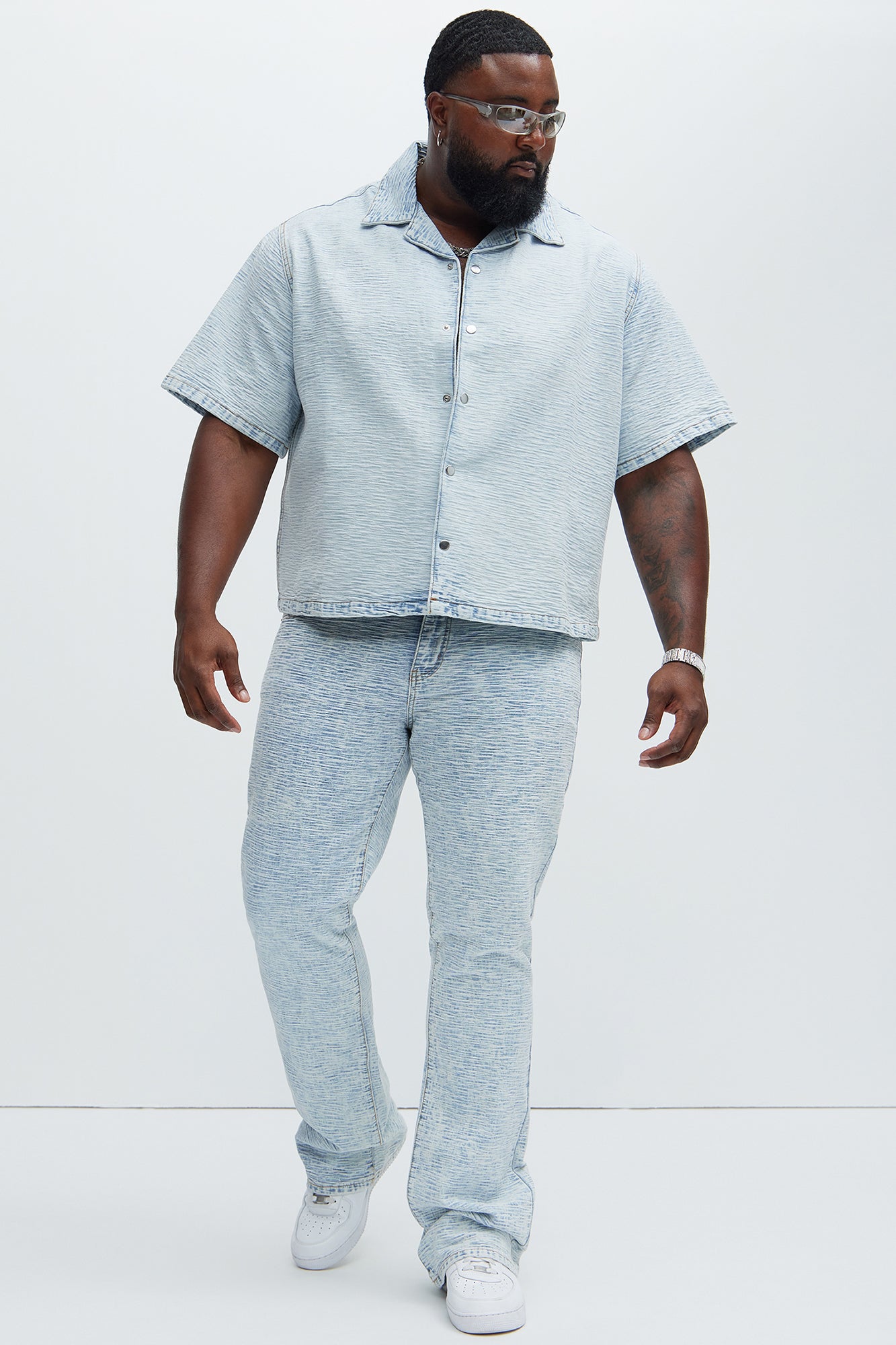 Will Stacked Slim Flare Jeans - Light Blue Wash - Image 6