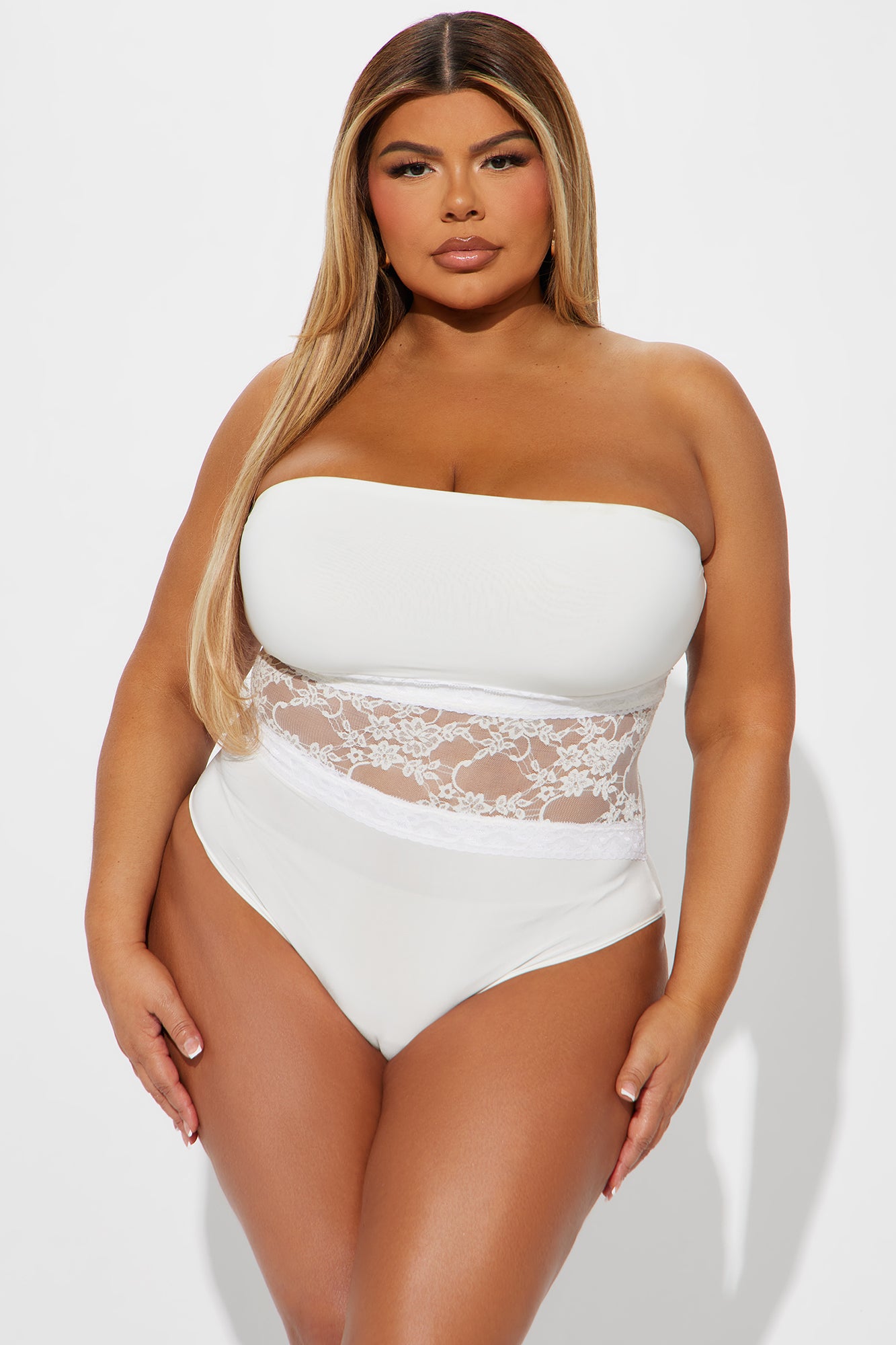 My Passion Strapless Lace Cut Out Bodysuit - Off White - Image 5