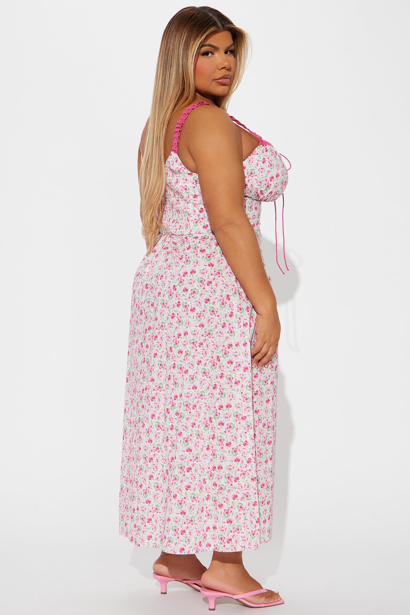 Delia Floral Midi Dress - Hot Pink/combo - Image 6