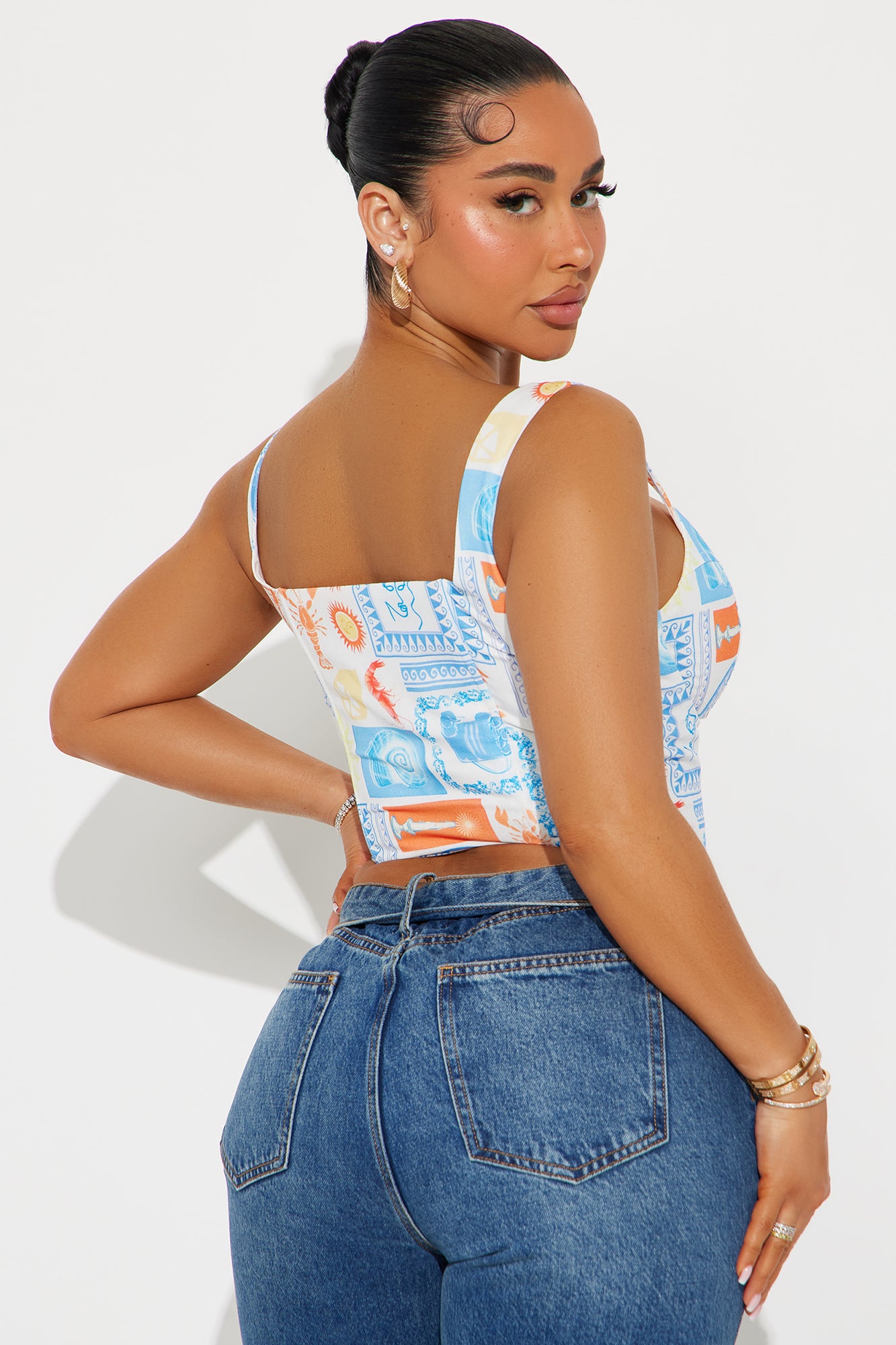 Atlas Linen Corset Top - White/combo - Image 3