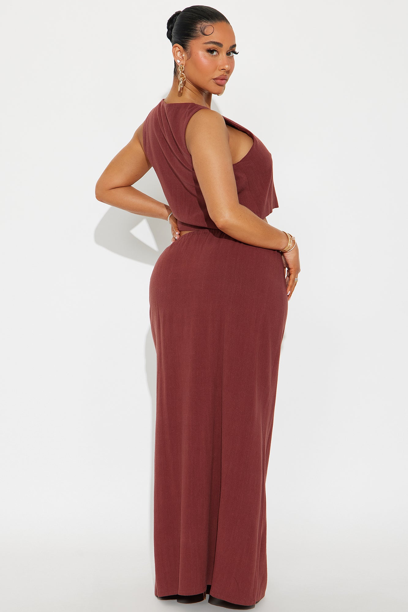 Lily Linen Skirt Set - Brown - Image 3